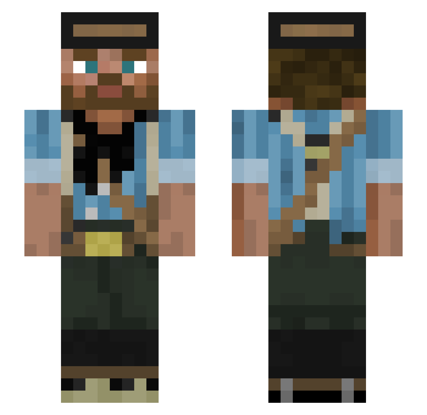Kafe07 Minecraft skin, front and back view