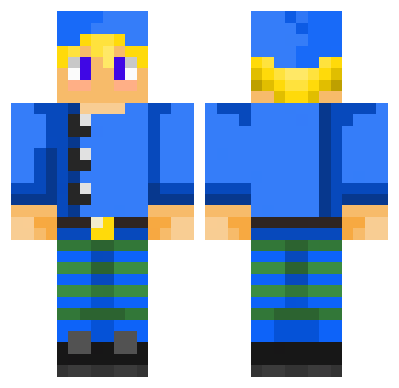 ElvenTZ Minecraft skin, front and back view