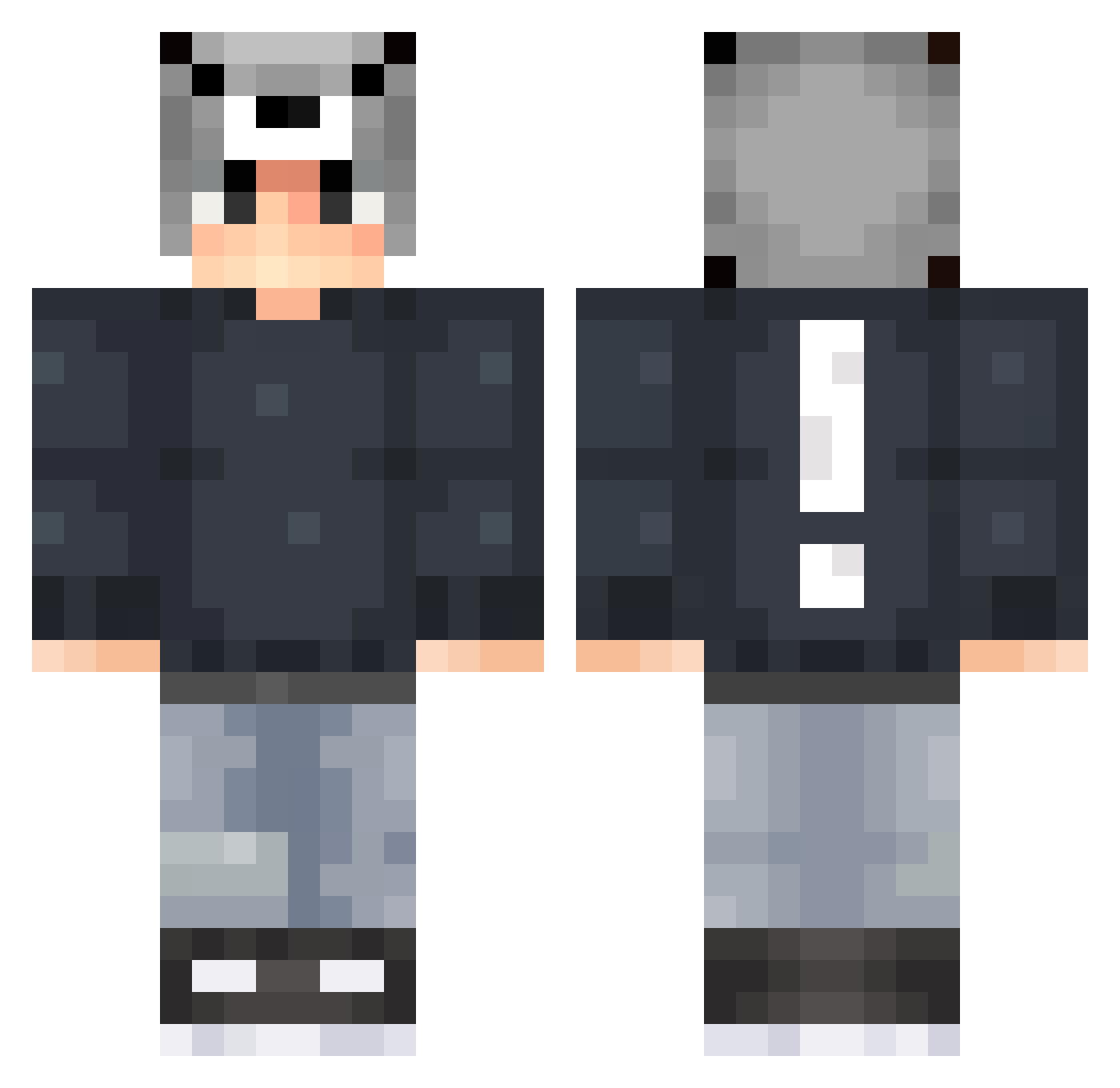 eclyqse Minecraft skin, front and back view