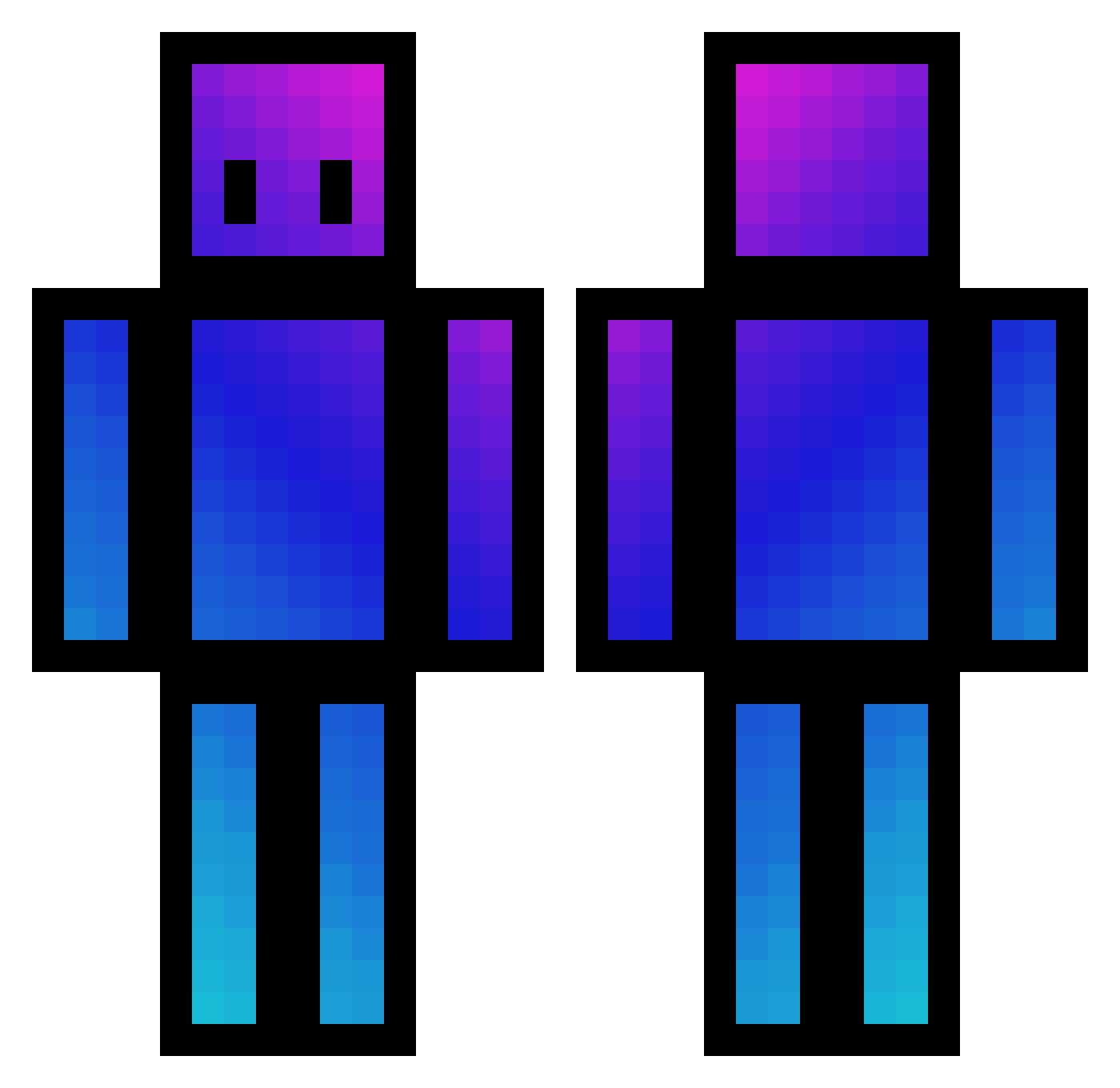 Xitaz Minecraft skin, front and back view