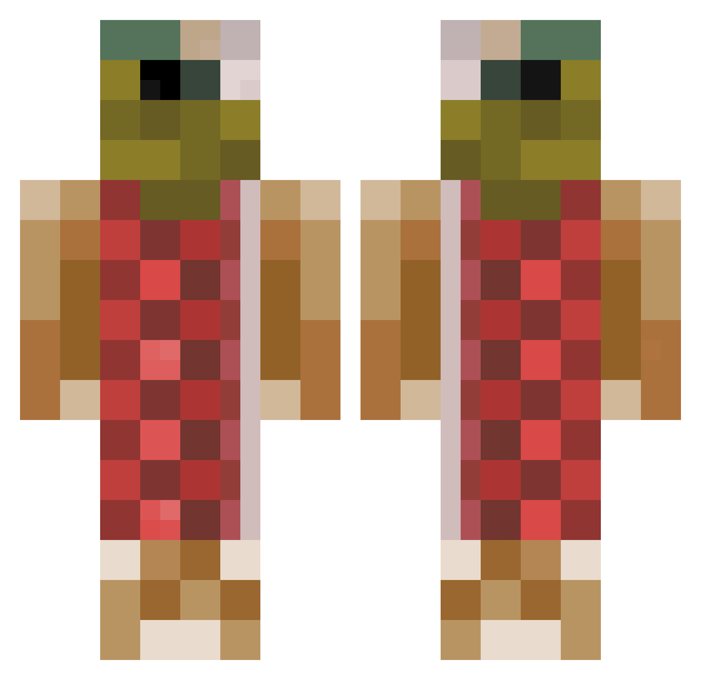 RLYBDLove Minecraft skin, front and back view
