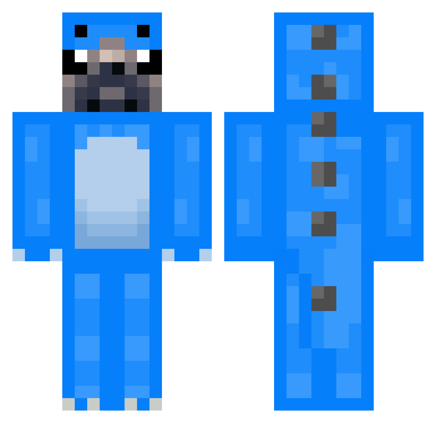 wagging Minecraft skin, front and back view