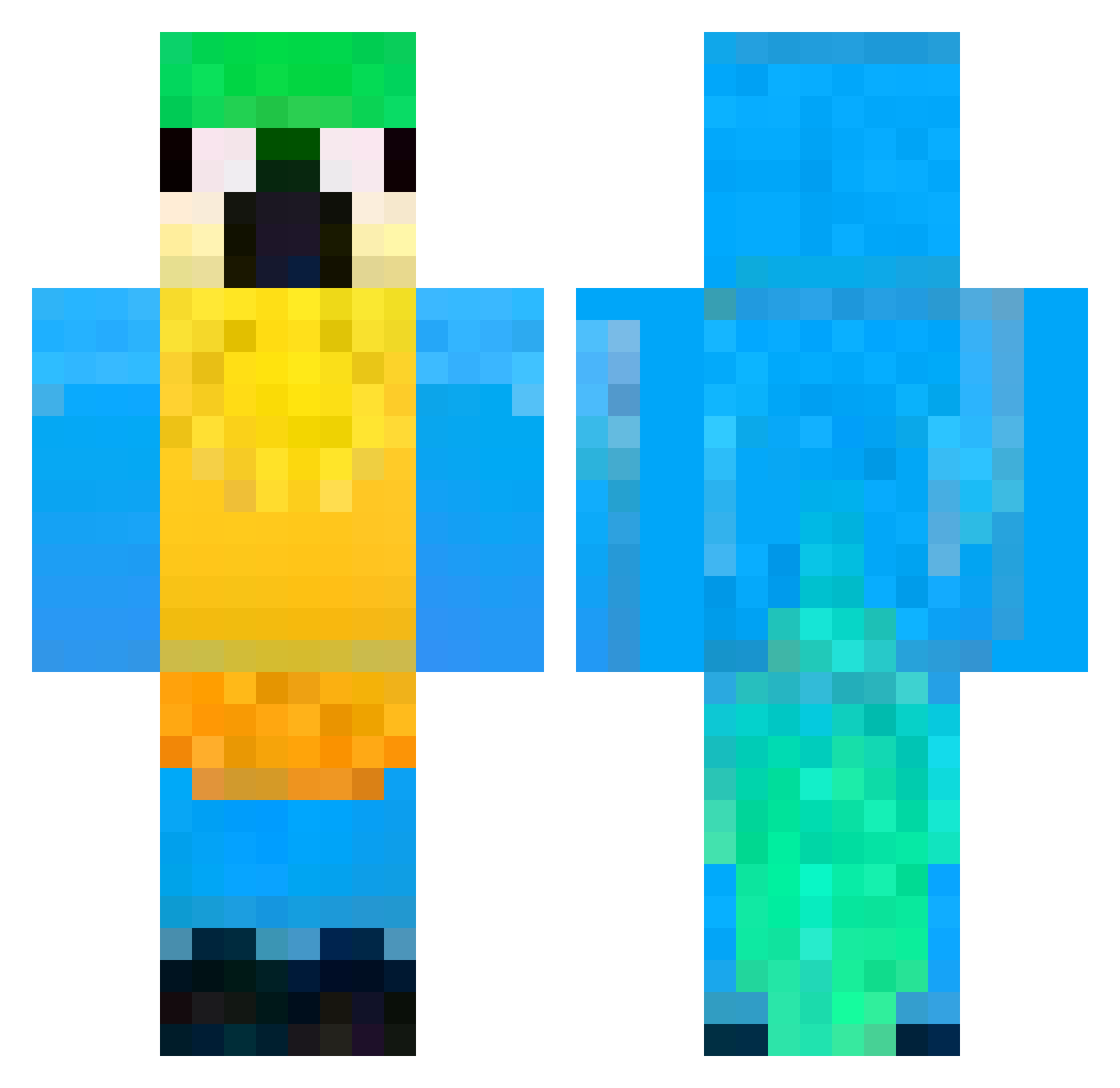 FalkooYT Minecraft skin, front and back view