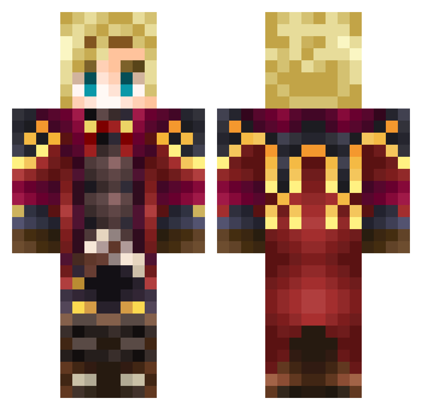 WlLF Minecraft skin, front and back view