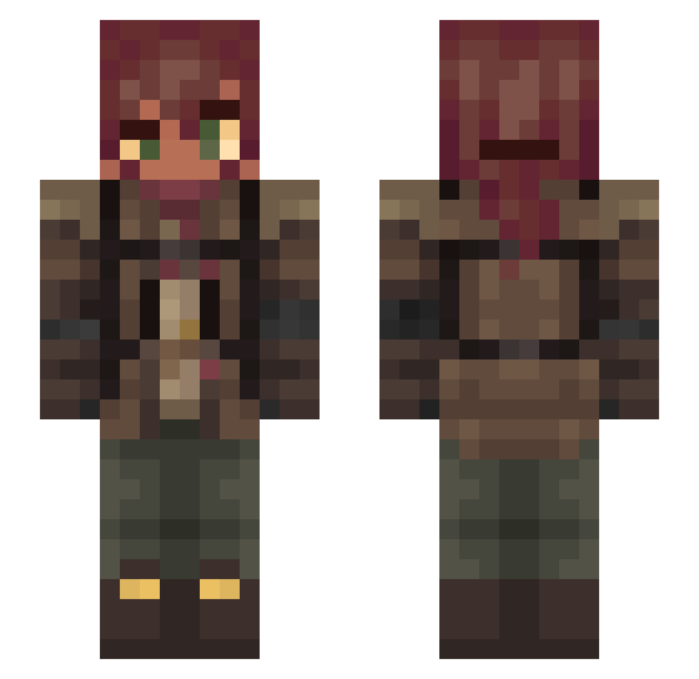T05hi Minecraft skin, front and back view