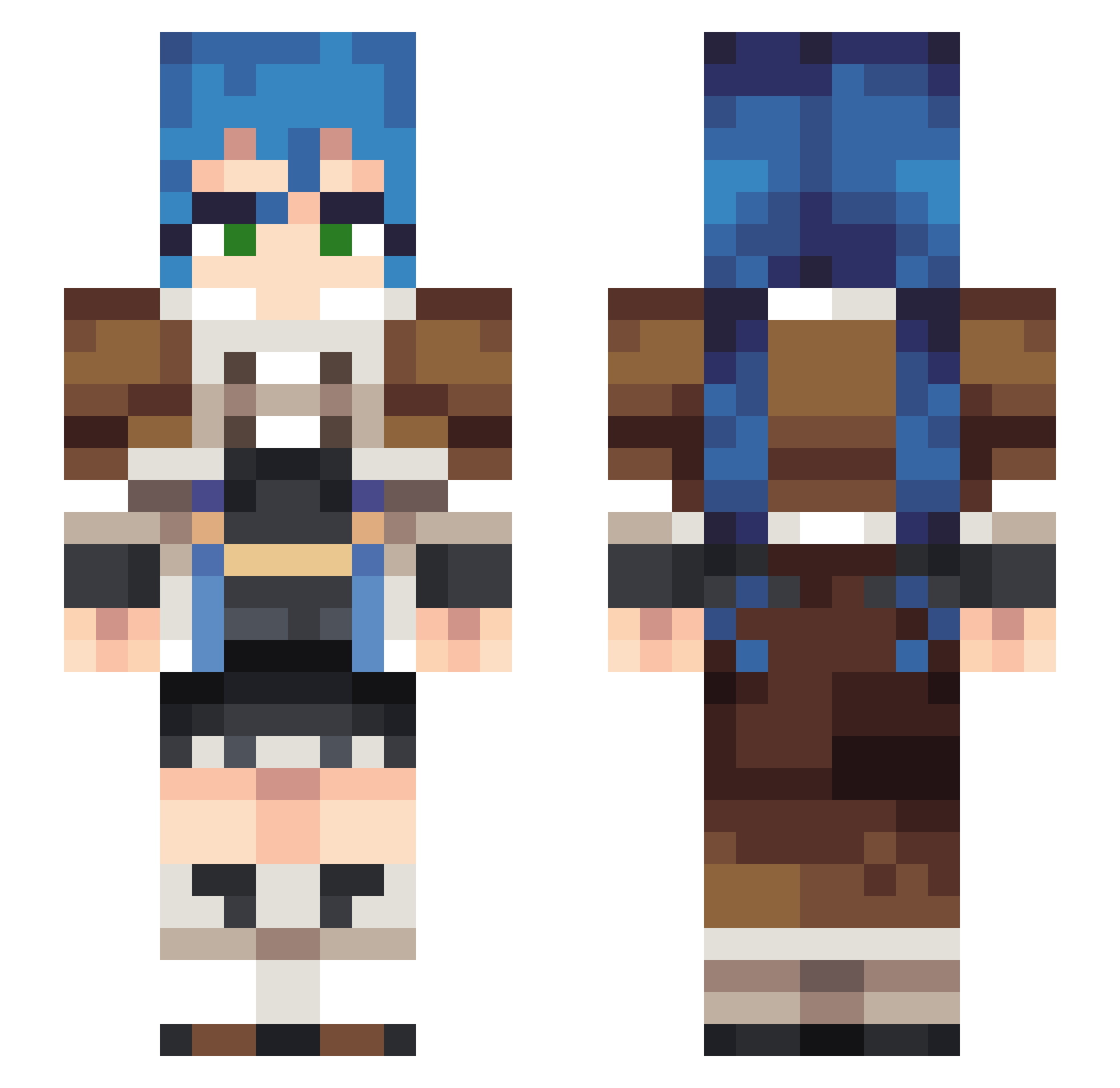 FrostyRoxy Minecraft skin, front and back view