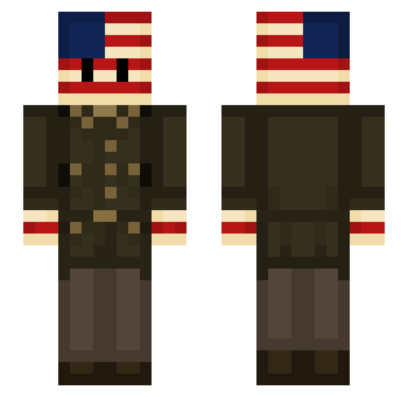 LongWand Minecraft skin, front and back view