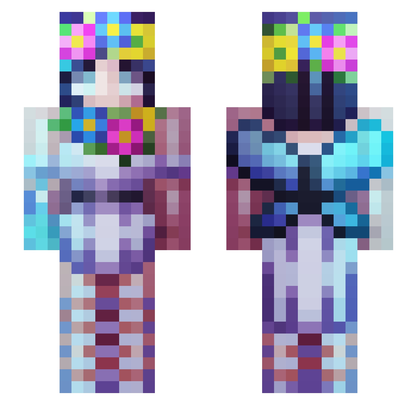 GeminInu Minecraft skin, front and back view