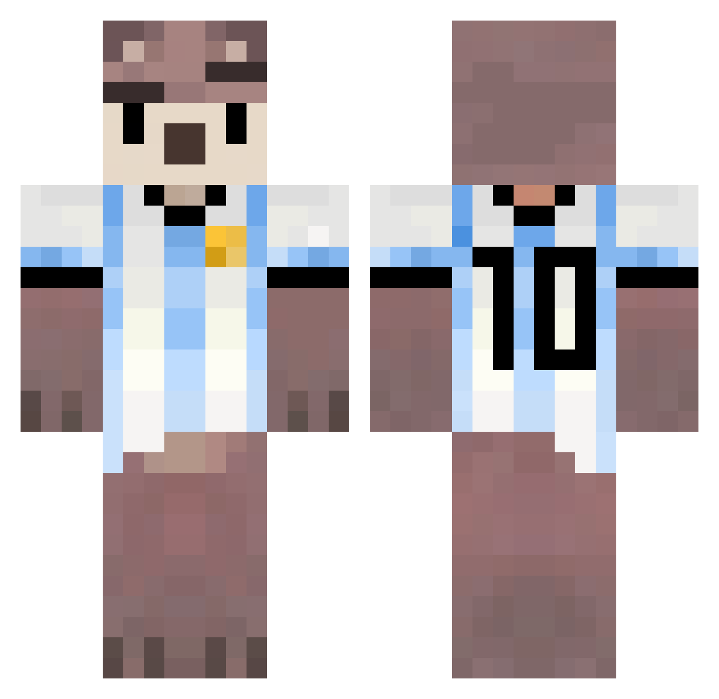 OnderVille Minecraft skin, front and back view