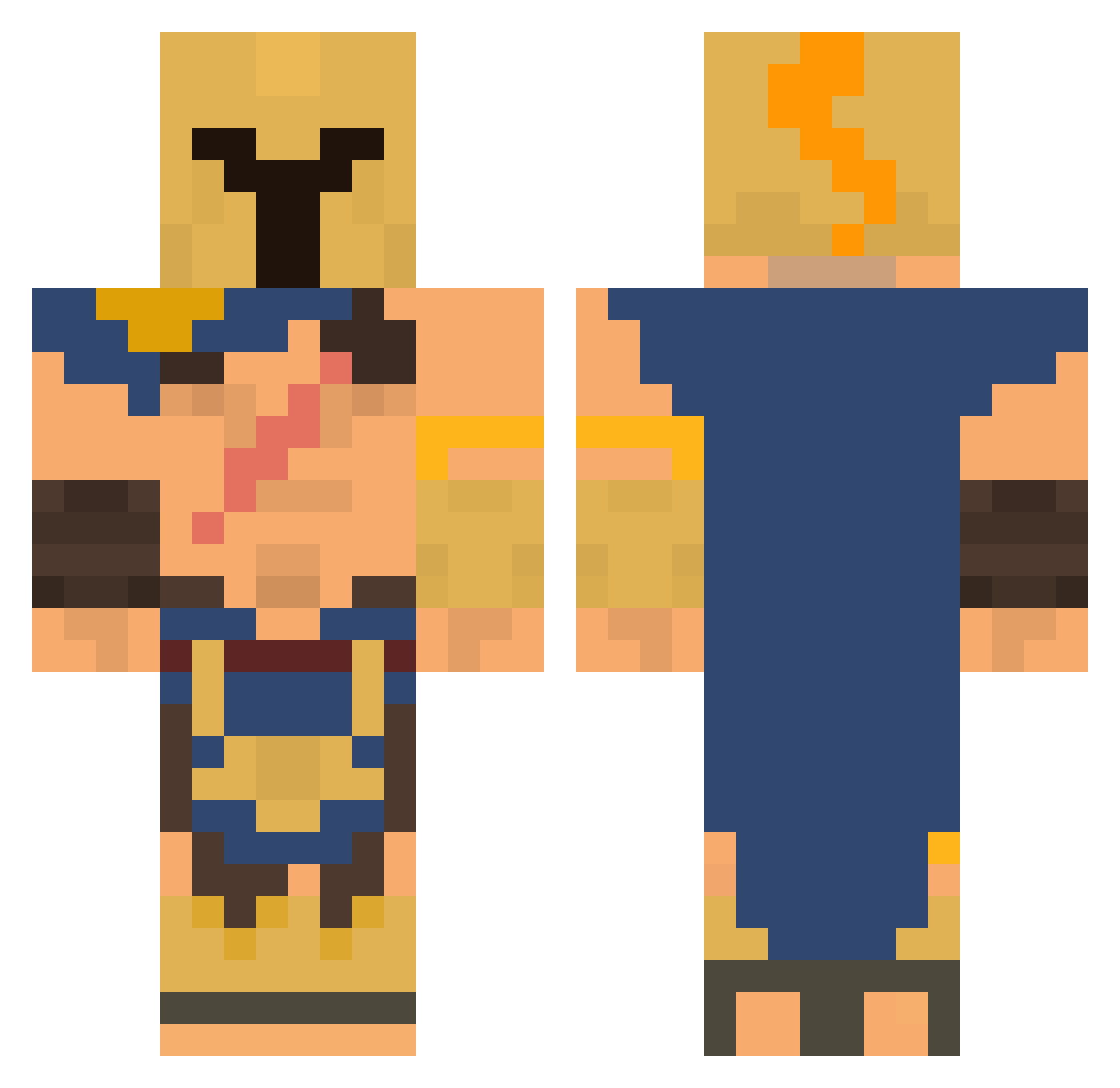 Pantheonator Minecraft skin, front and back view