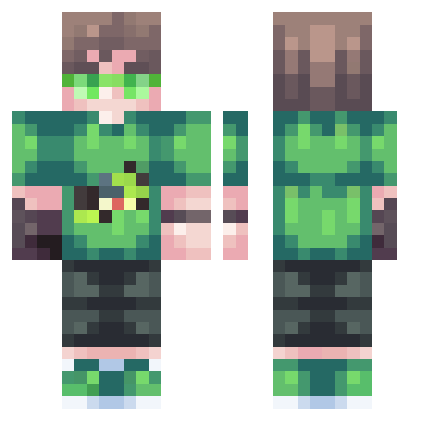 Solikkun Minecraft skin, front and back view
