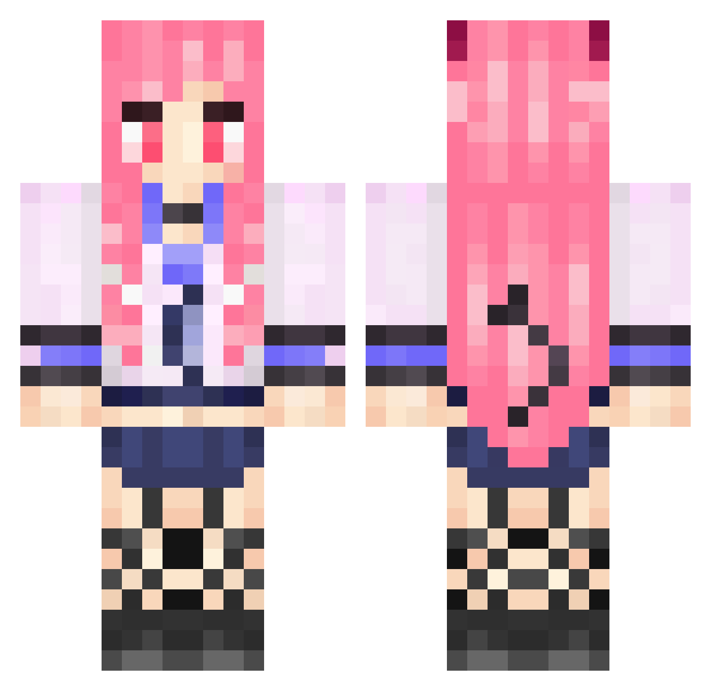 YuiiKoz Minecraft skin, front and back view