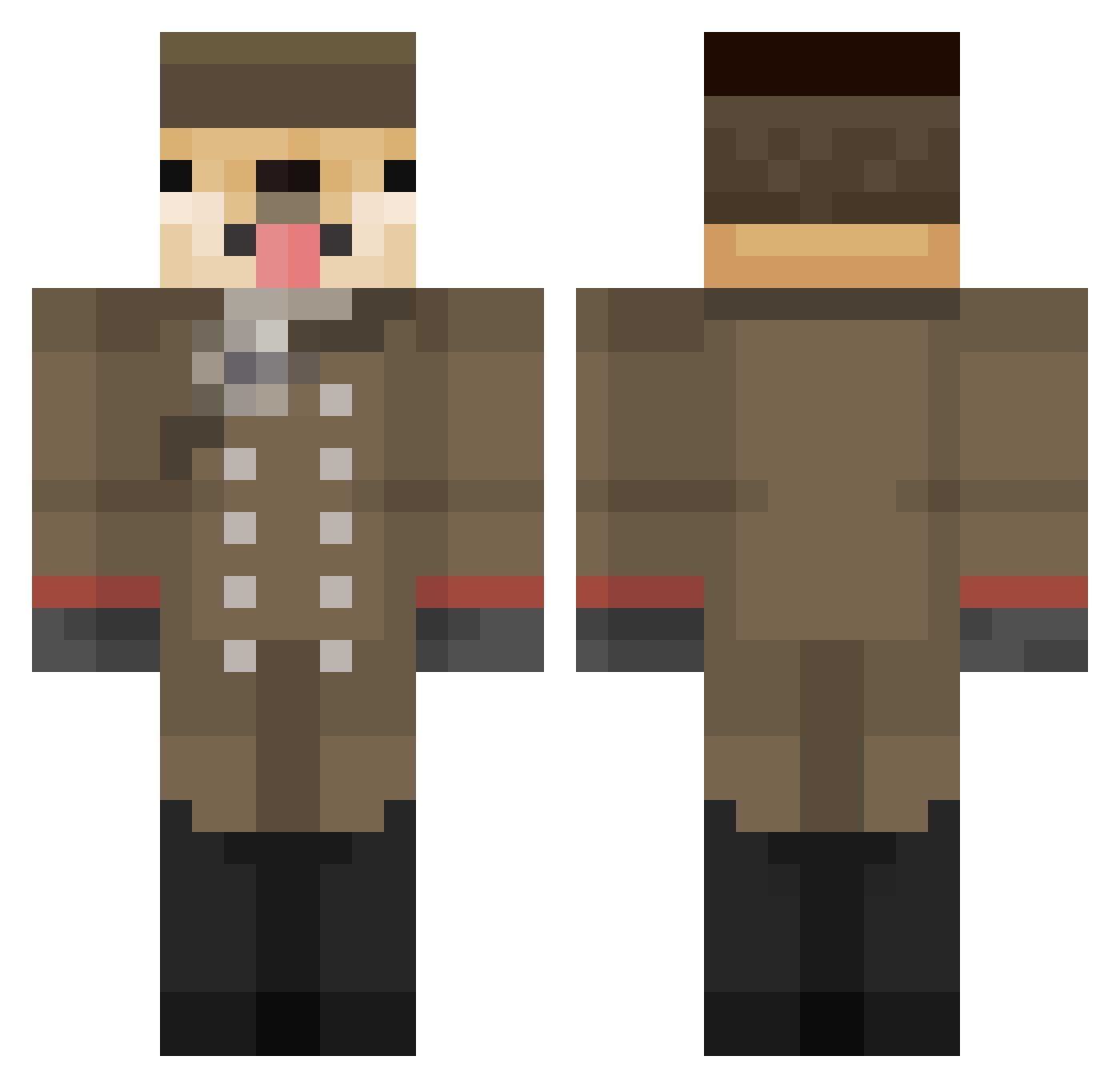 takunuki Minecraft skin, front and back view