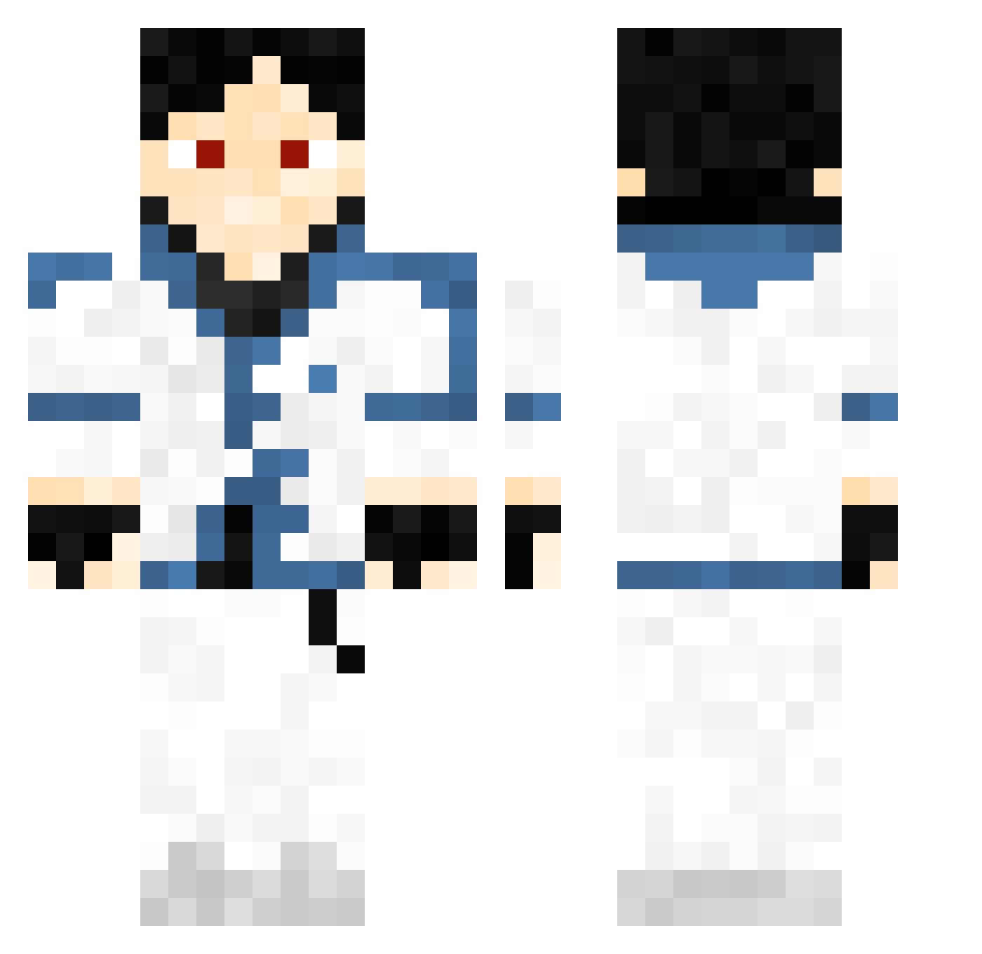 IronicBuzzard Minecraft skin, front and back view