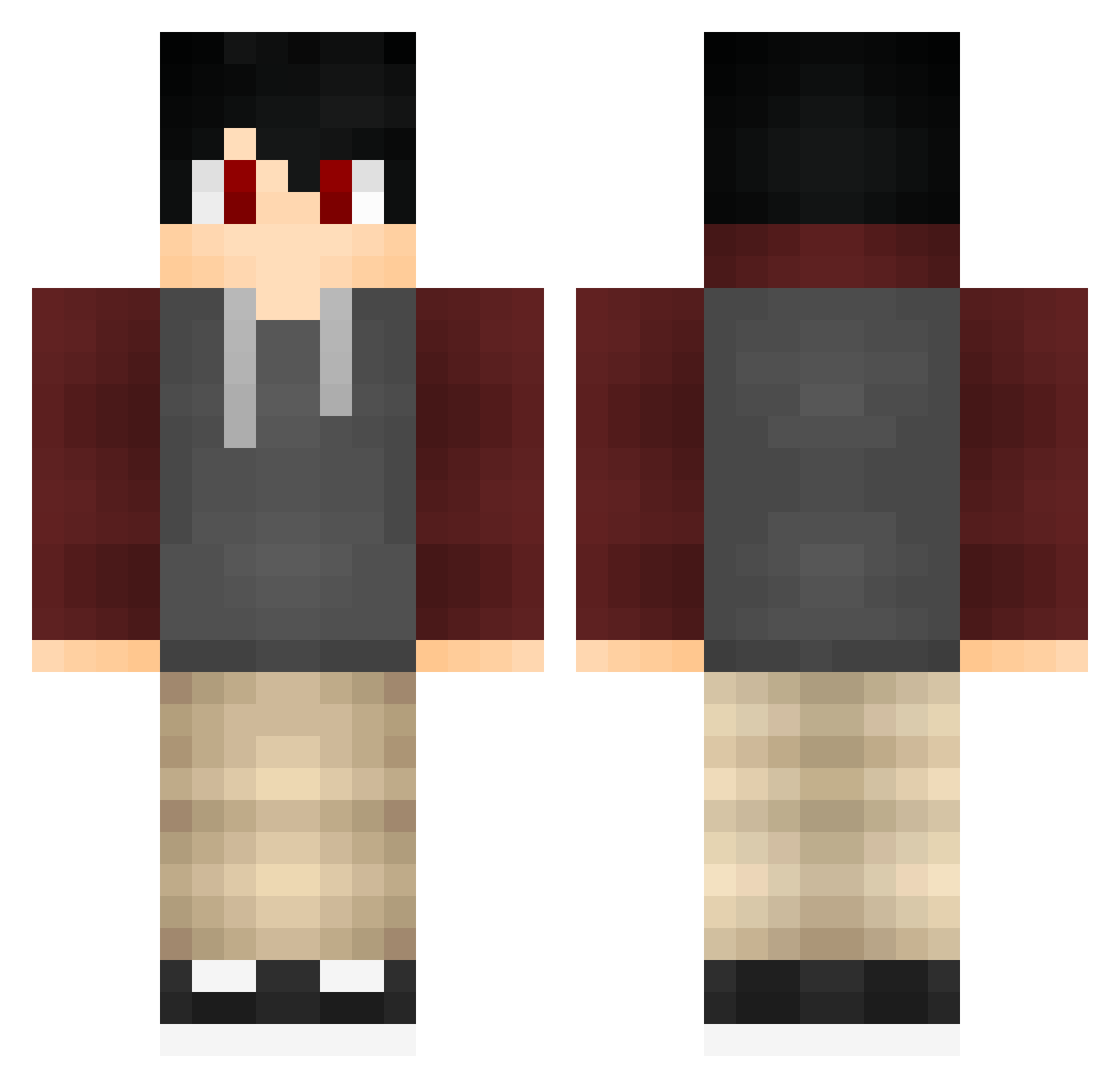 x3xtinct Minecraft skin, front and back view