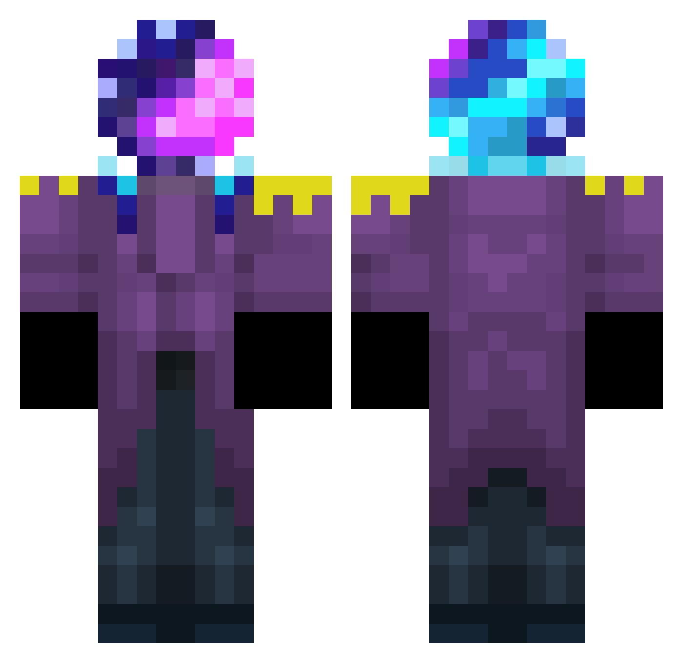 Iuucas Minecraft skin, front and back view