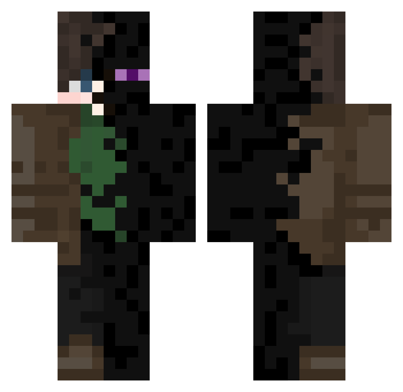 BasicFedoraGuy Minecraft skin, front and back view