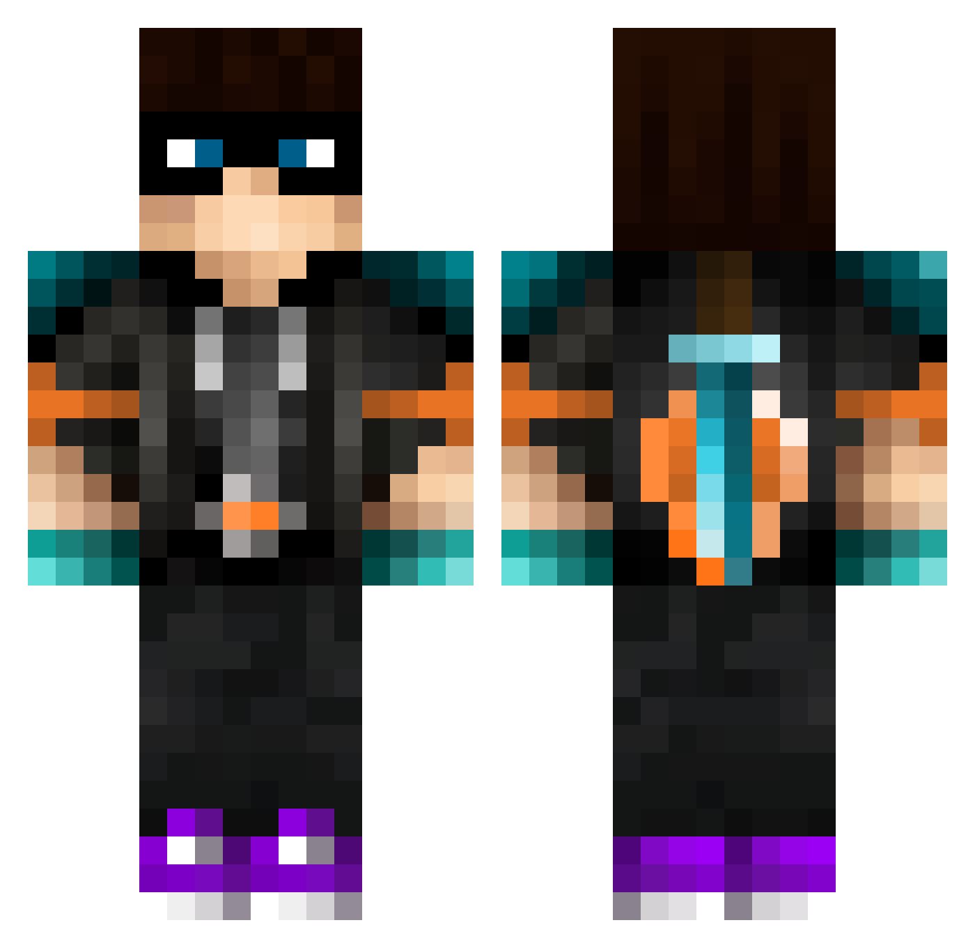 Guandeez Minecraft skin, front and back view