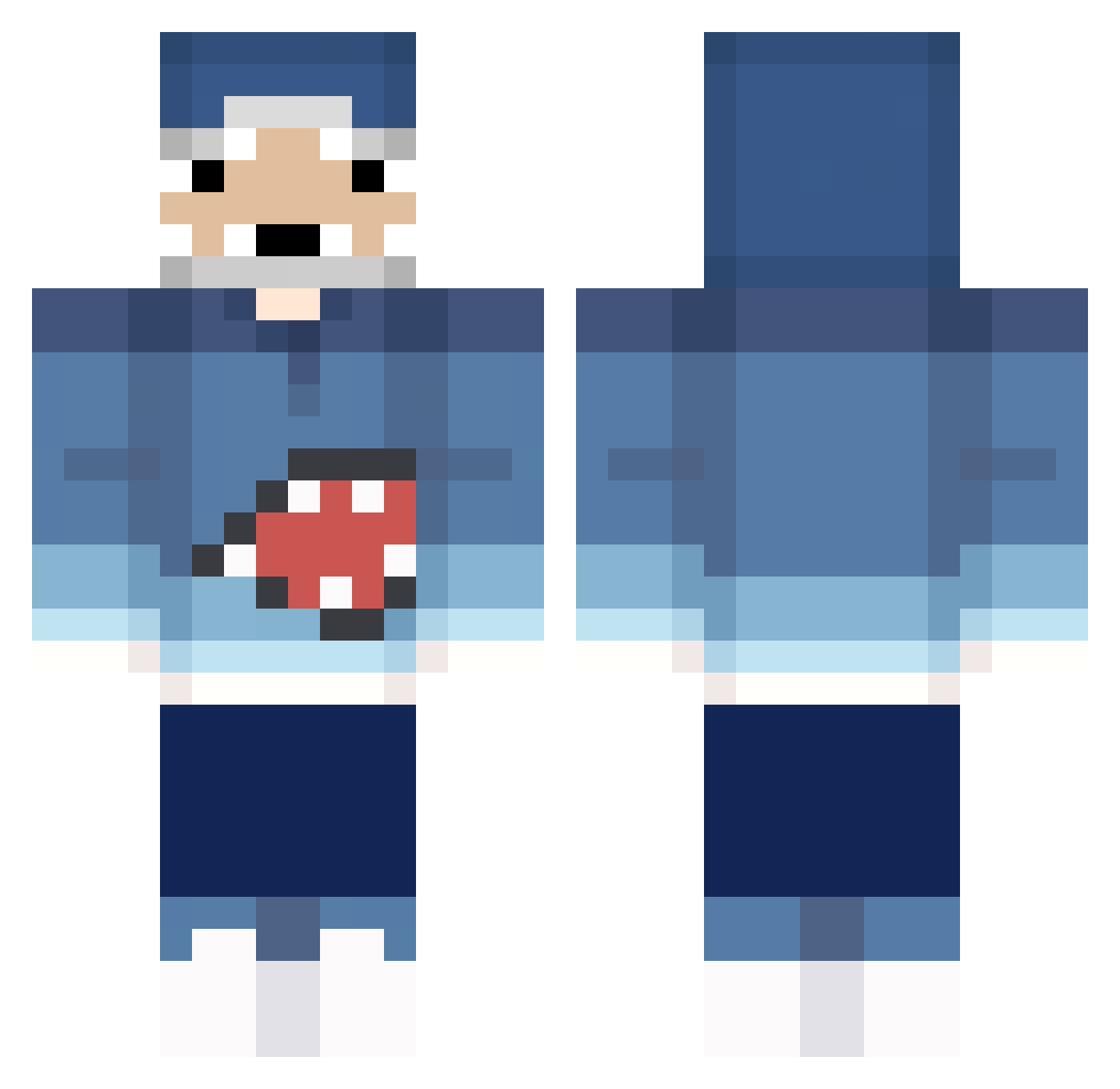 gr00bus Minecraft skin, front and back view