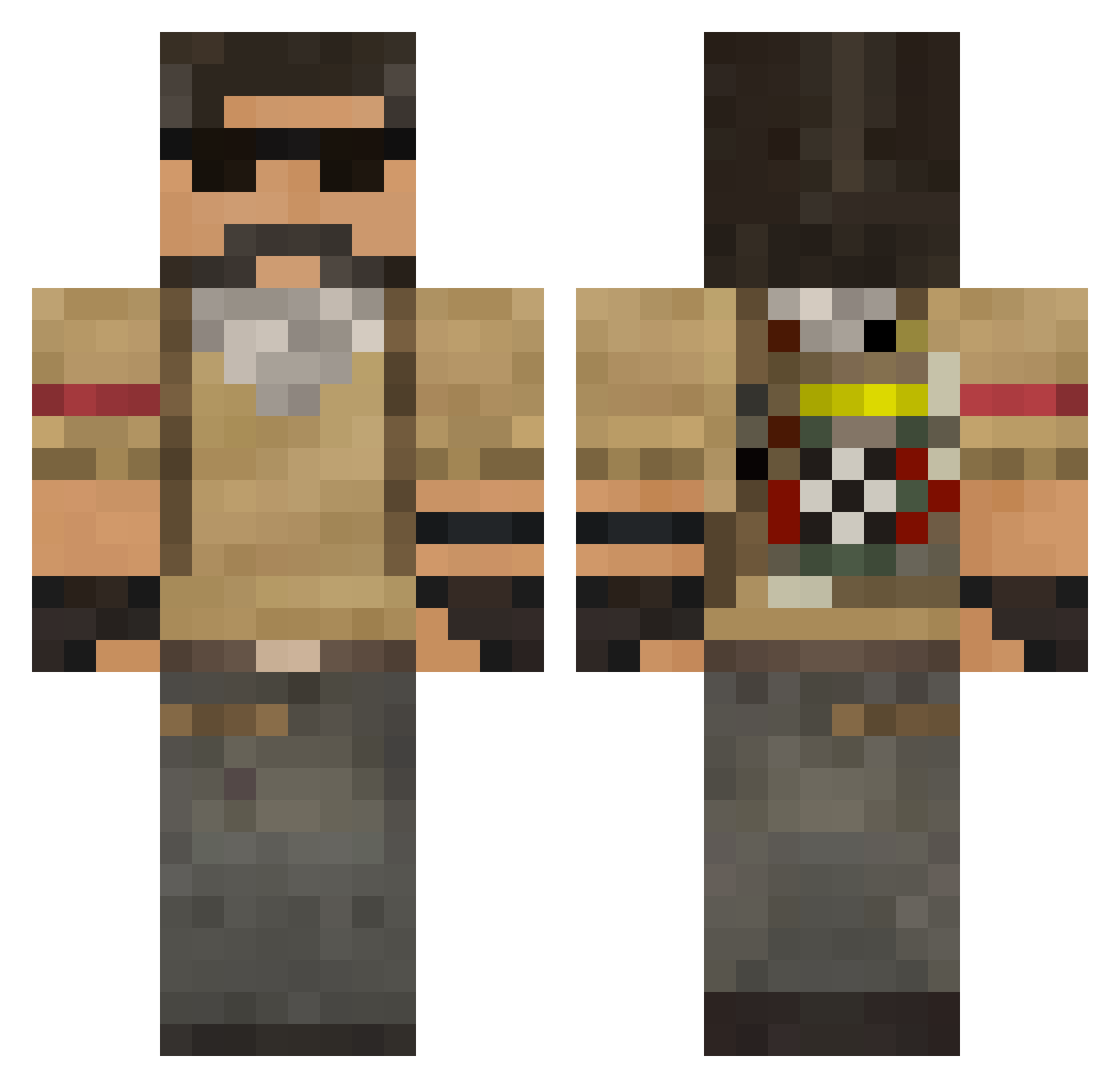 Genk1sh1 Minecraft skin, front and back view