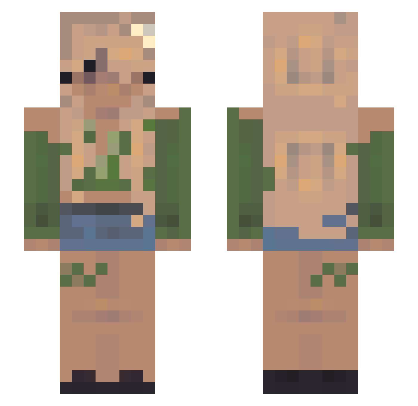 oneism Minecraft skin, front and back view