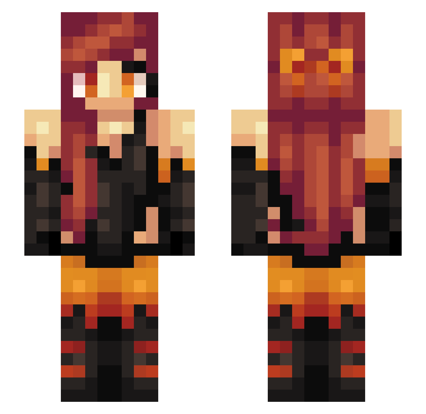 Ectobear Minecraft skin, front and back view