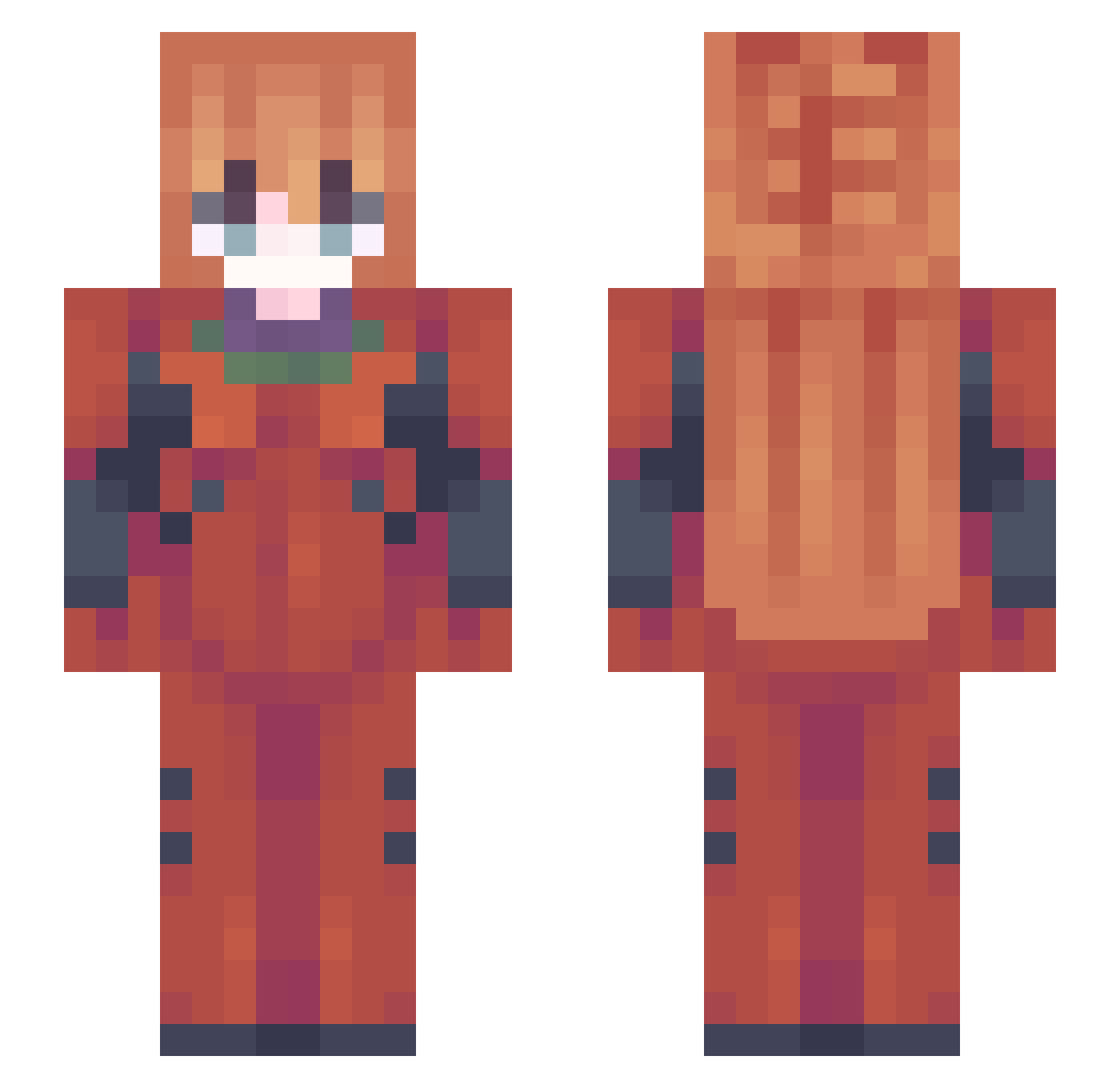 raiie Minecraft skin, front and back view