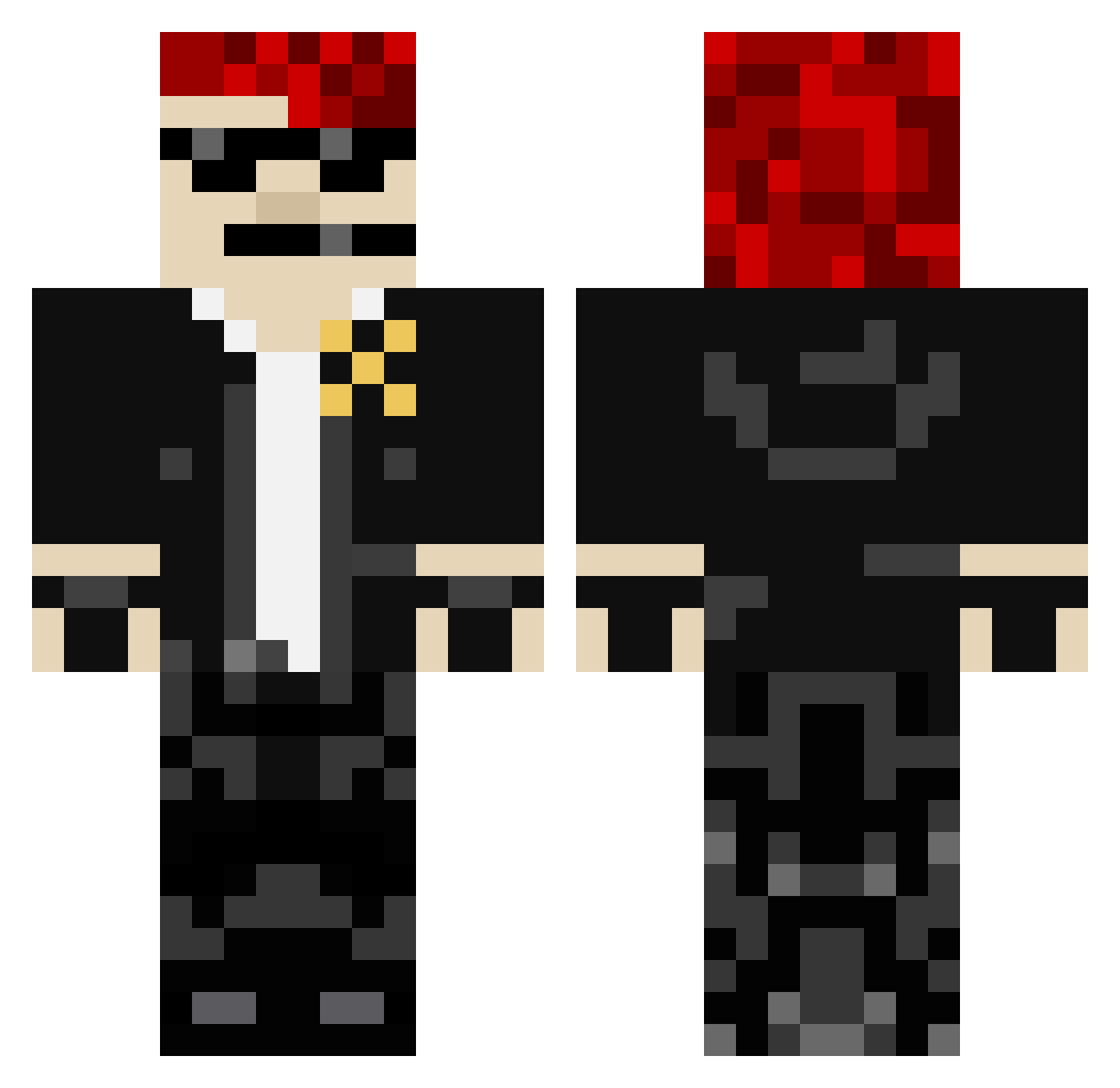 Unmotivated Minecraft skin, front and back view