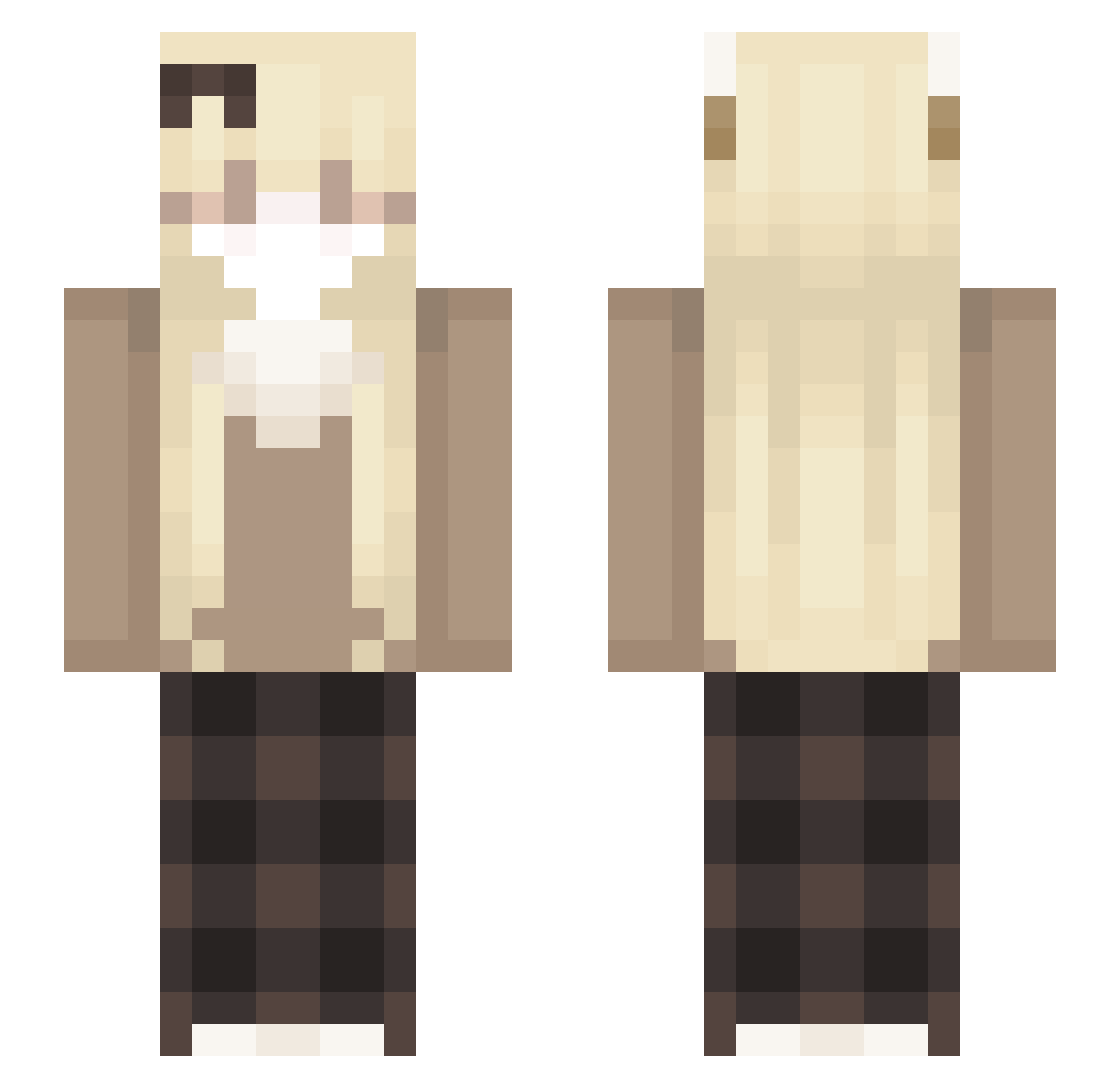 Aixies Minecraft skin, front and back view