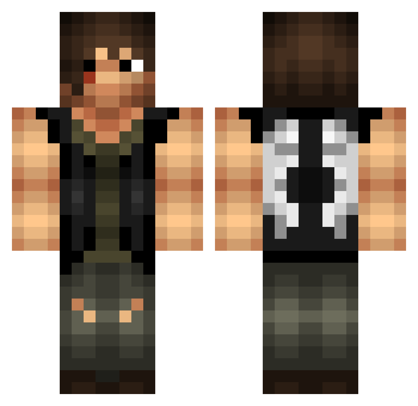 Waitlist Minecraft skin, front and back view