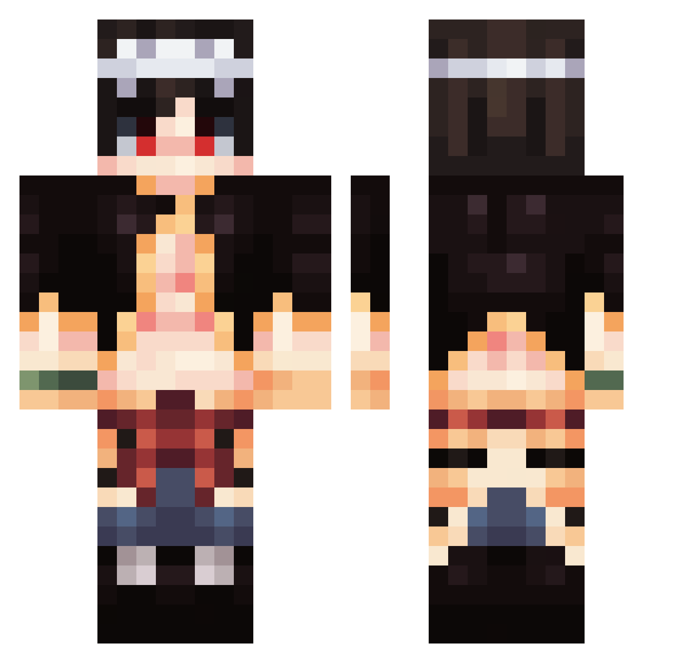 ArkMori Minecraft skin, front and back view