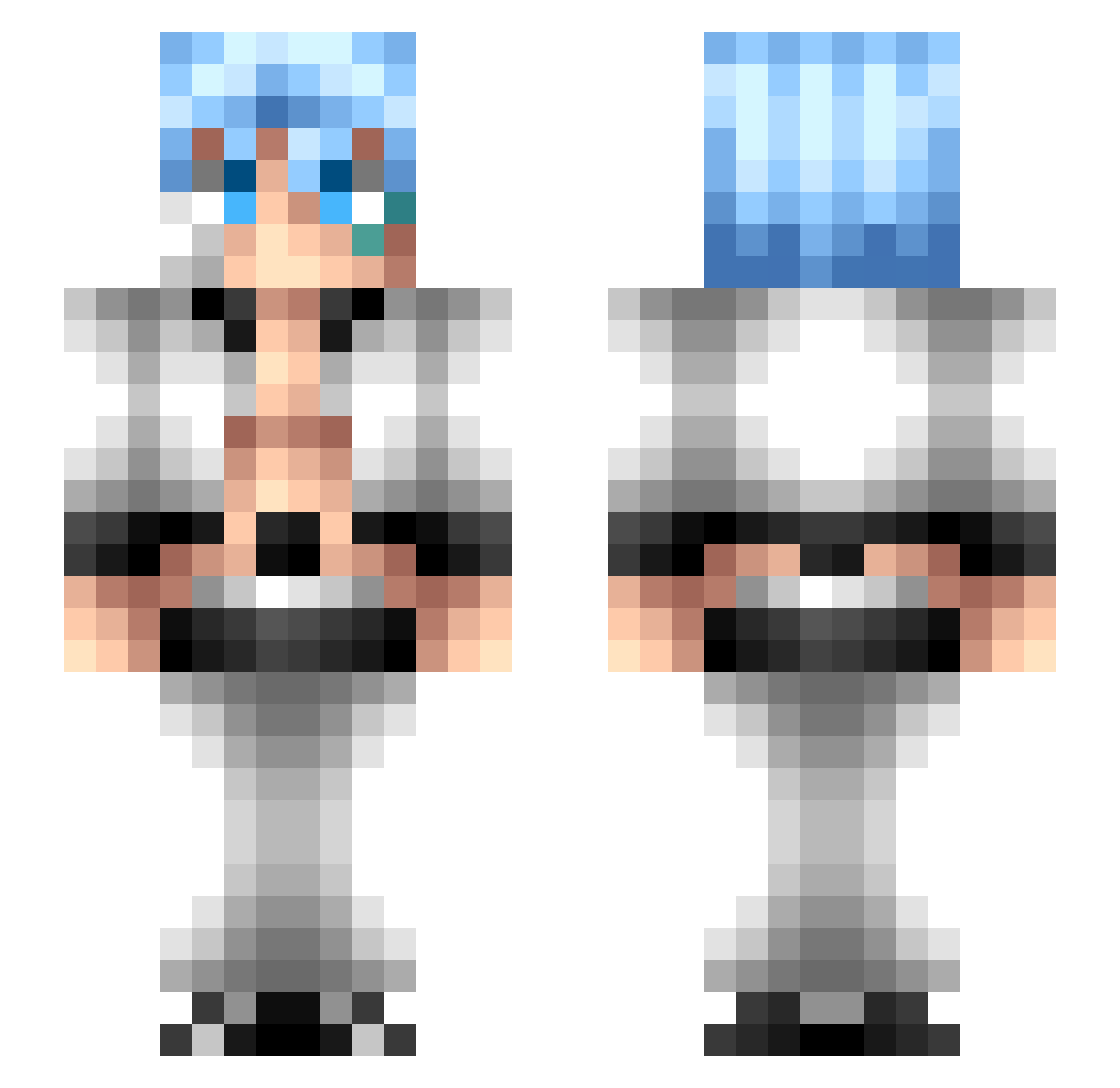 nakhitto Minecraft skin, front and back view