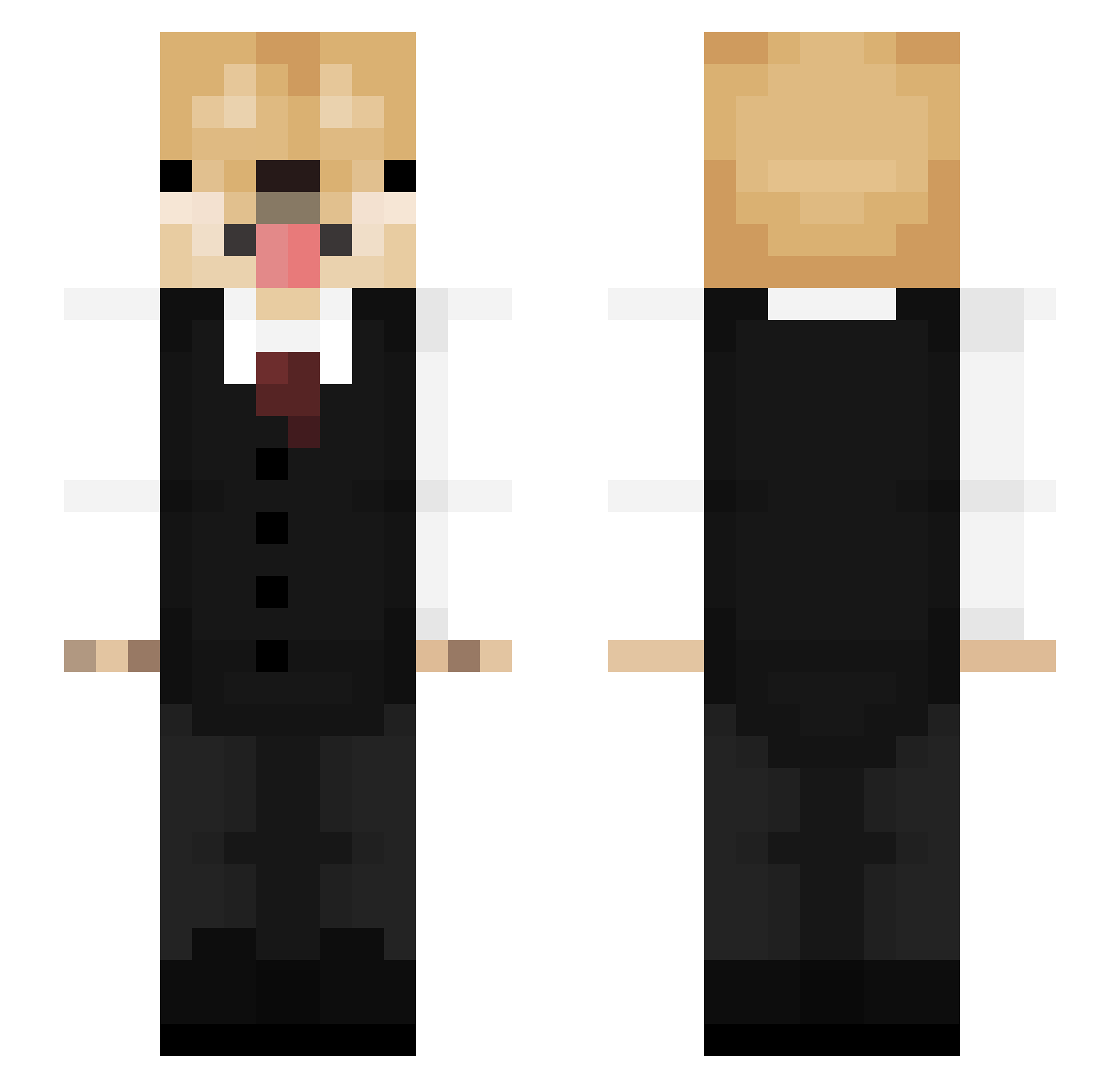 SkyDerpy Minecraft skin, front and back view