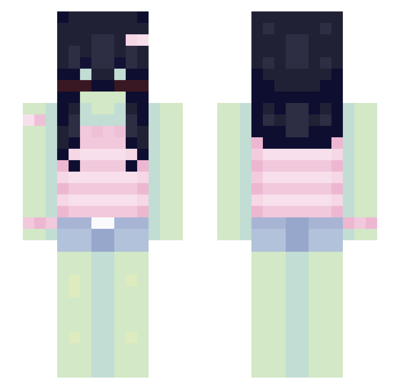 SoftySystem Minecraft skin, front and back view