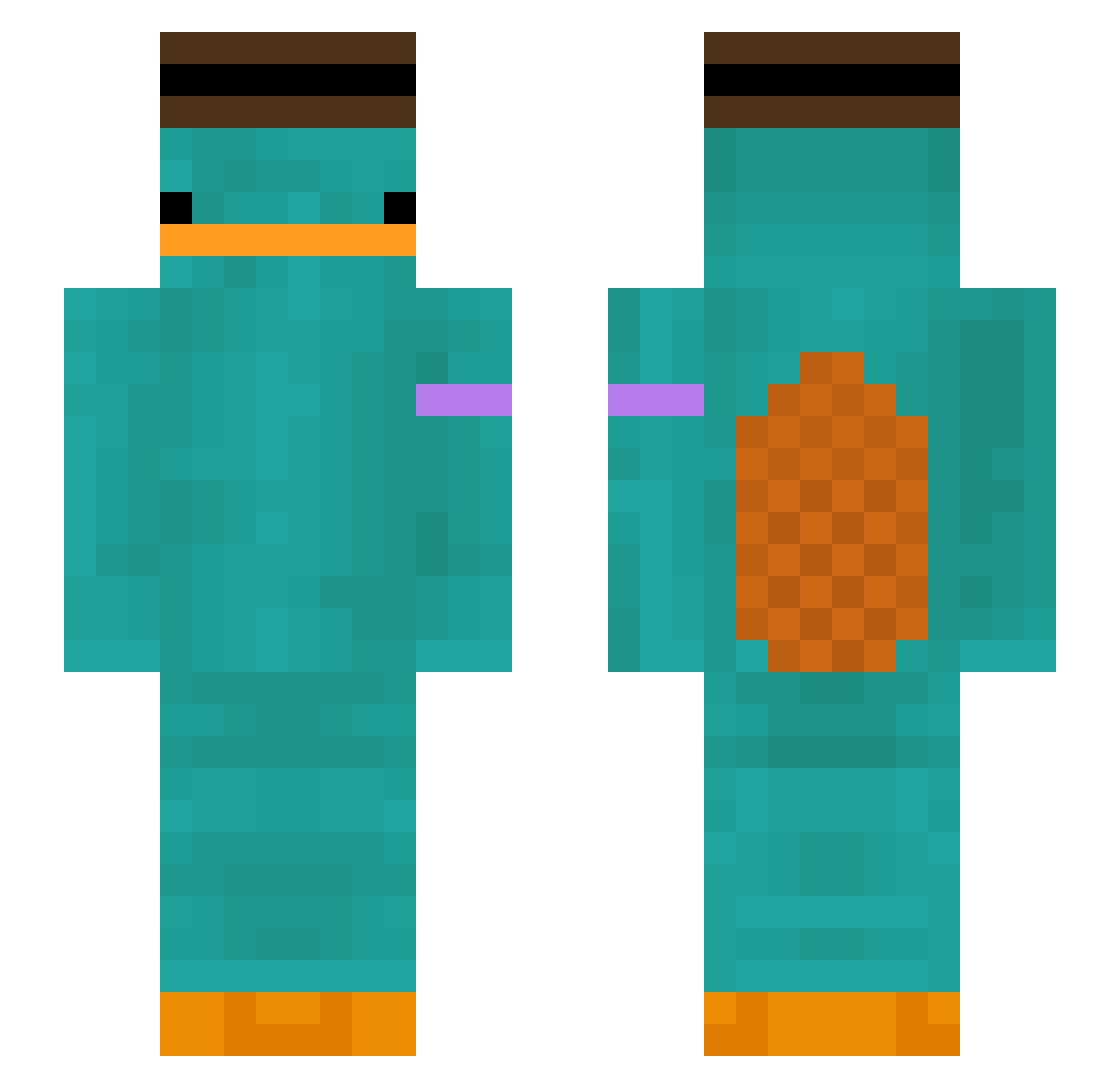 Pulguini Minecraft skin, front and back view