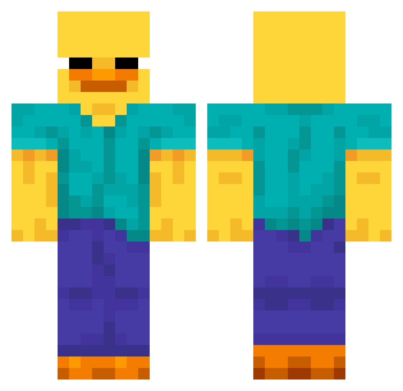 Questiot Minecraft skin, front and back view