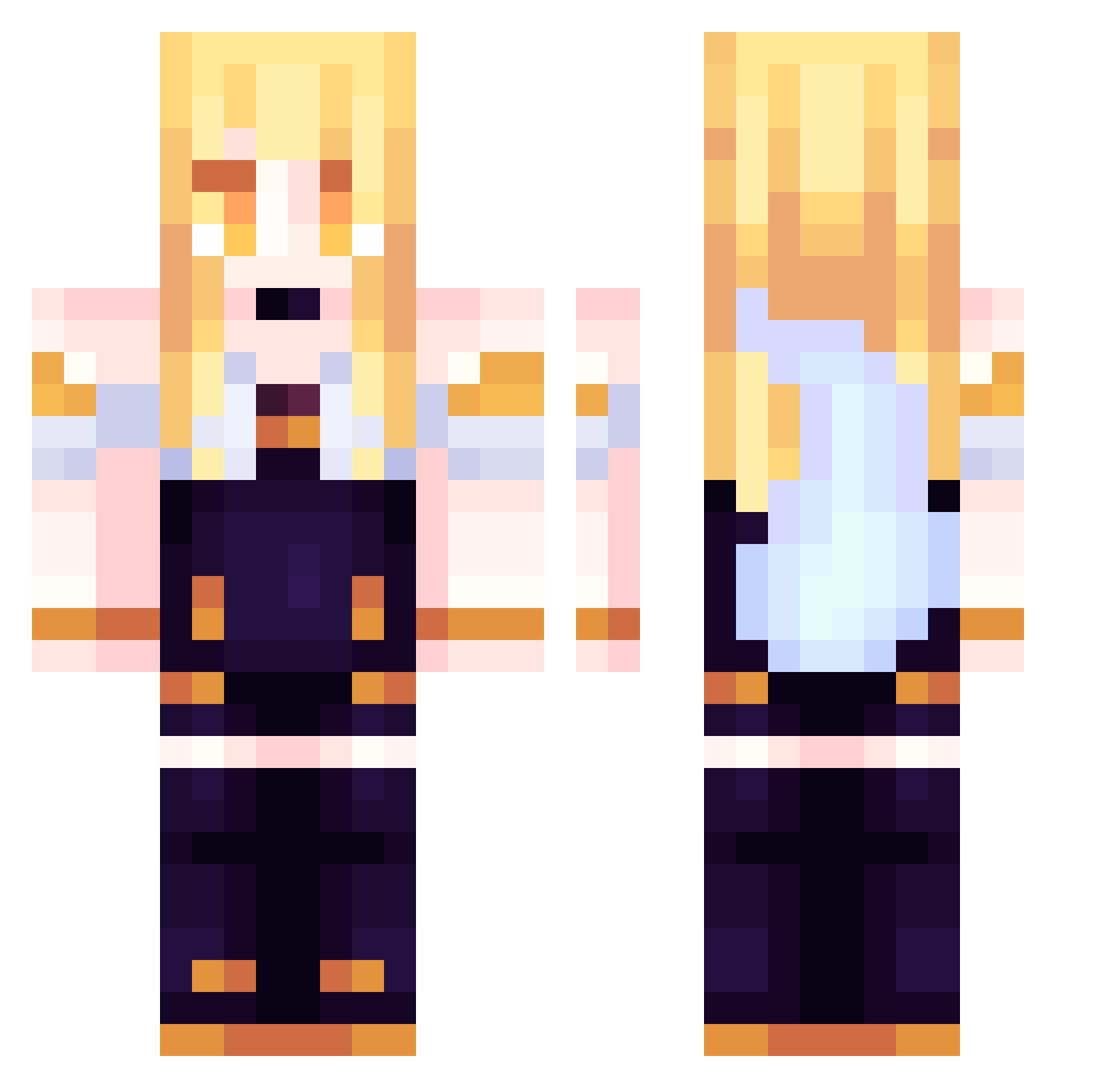 Catbrgr Minecraft skin, front and back view