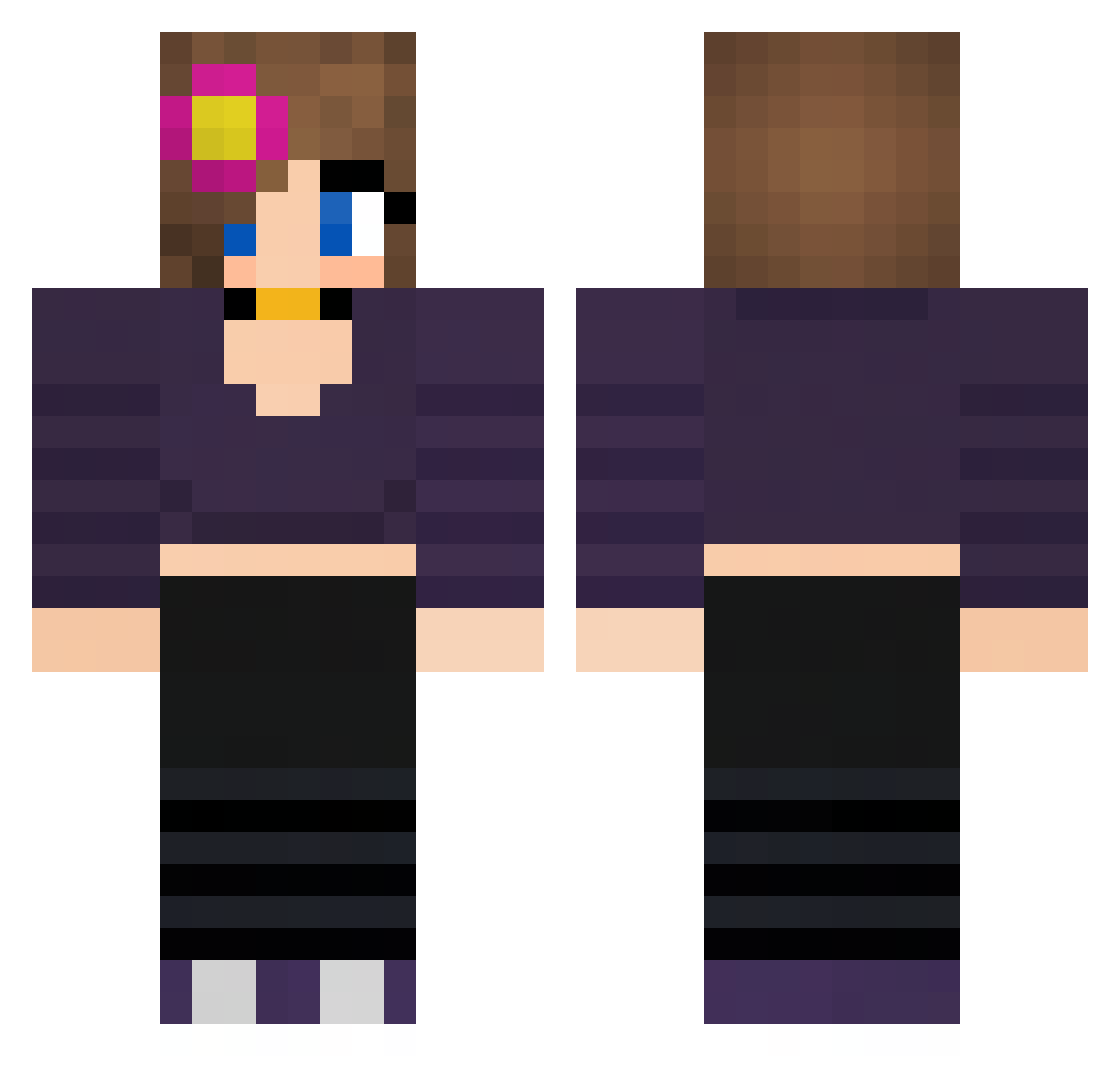 MarshmelloMVP Minecraft skin, front and back view