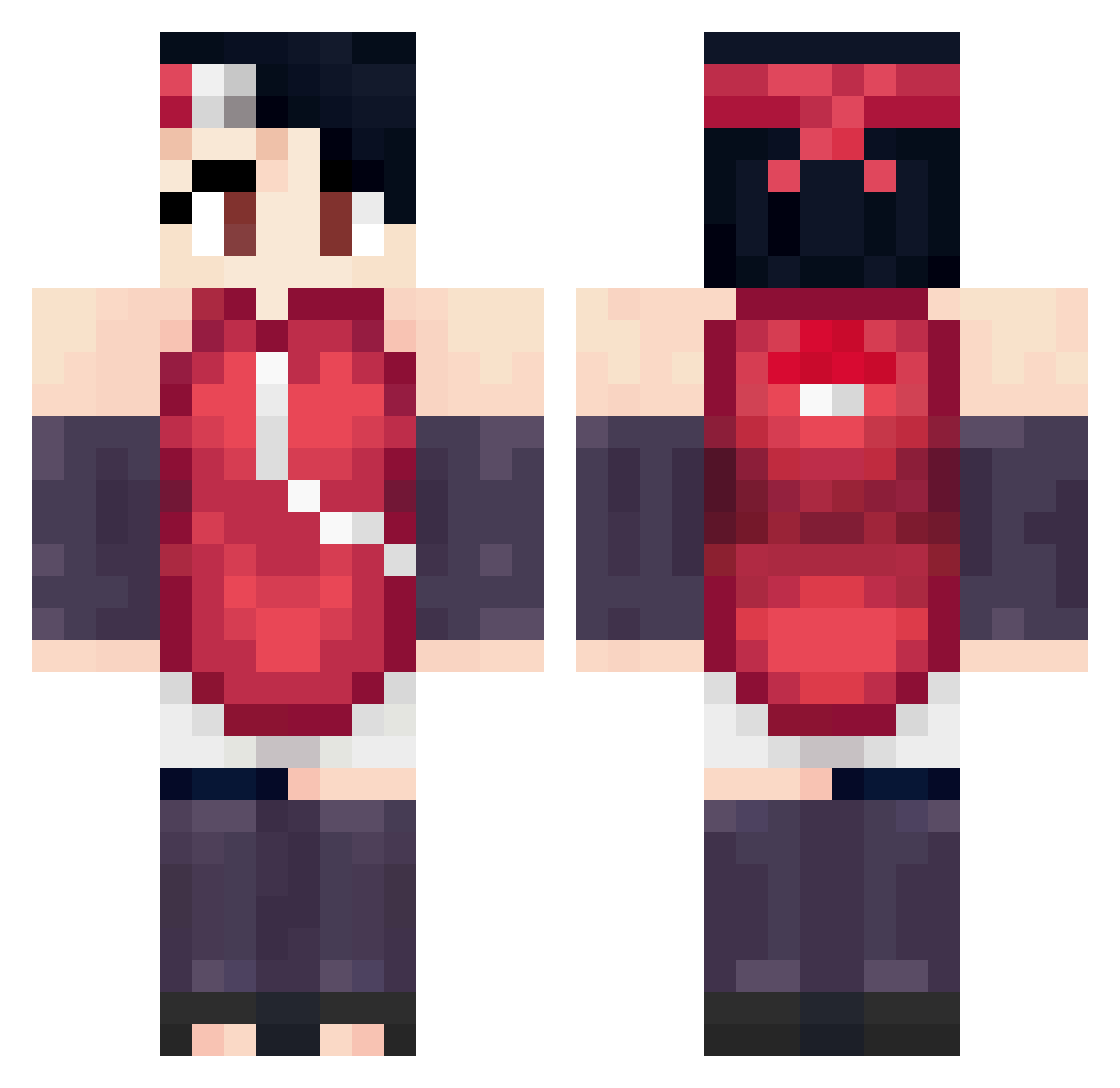 Naori06 Minecraft skin, front and back view