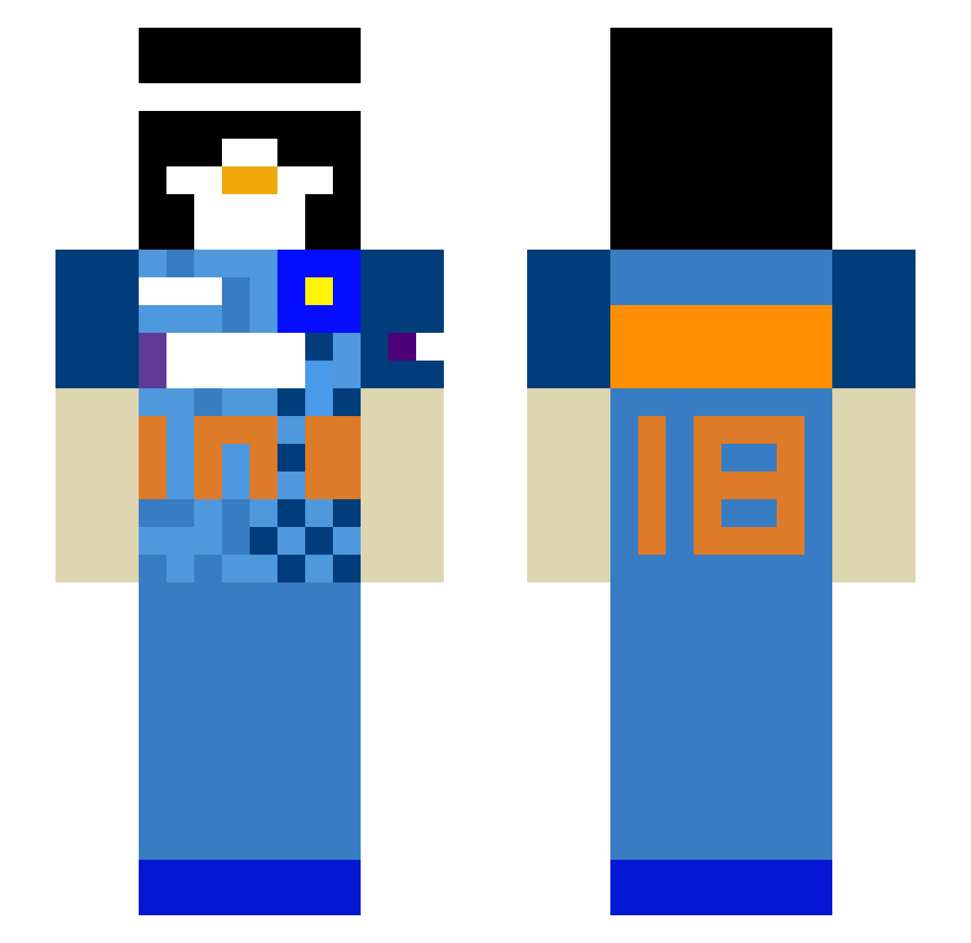Suvan7378 Minecraft skin, front and back view
