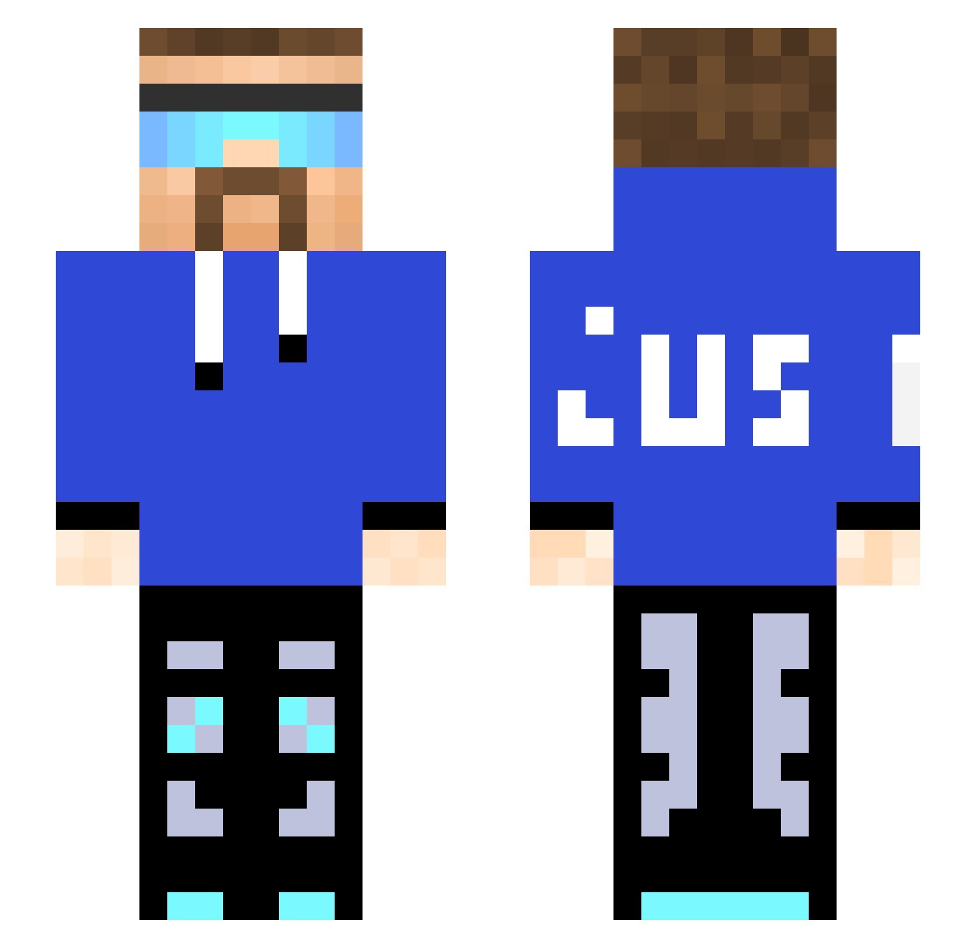 OlivenWasserMiga Minecraft skin, front and back view