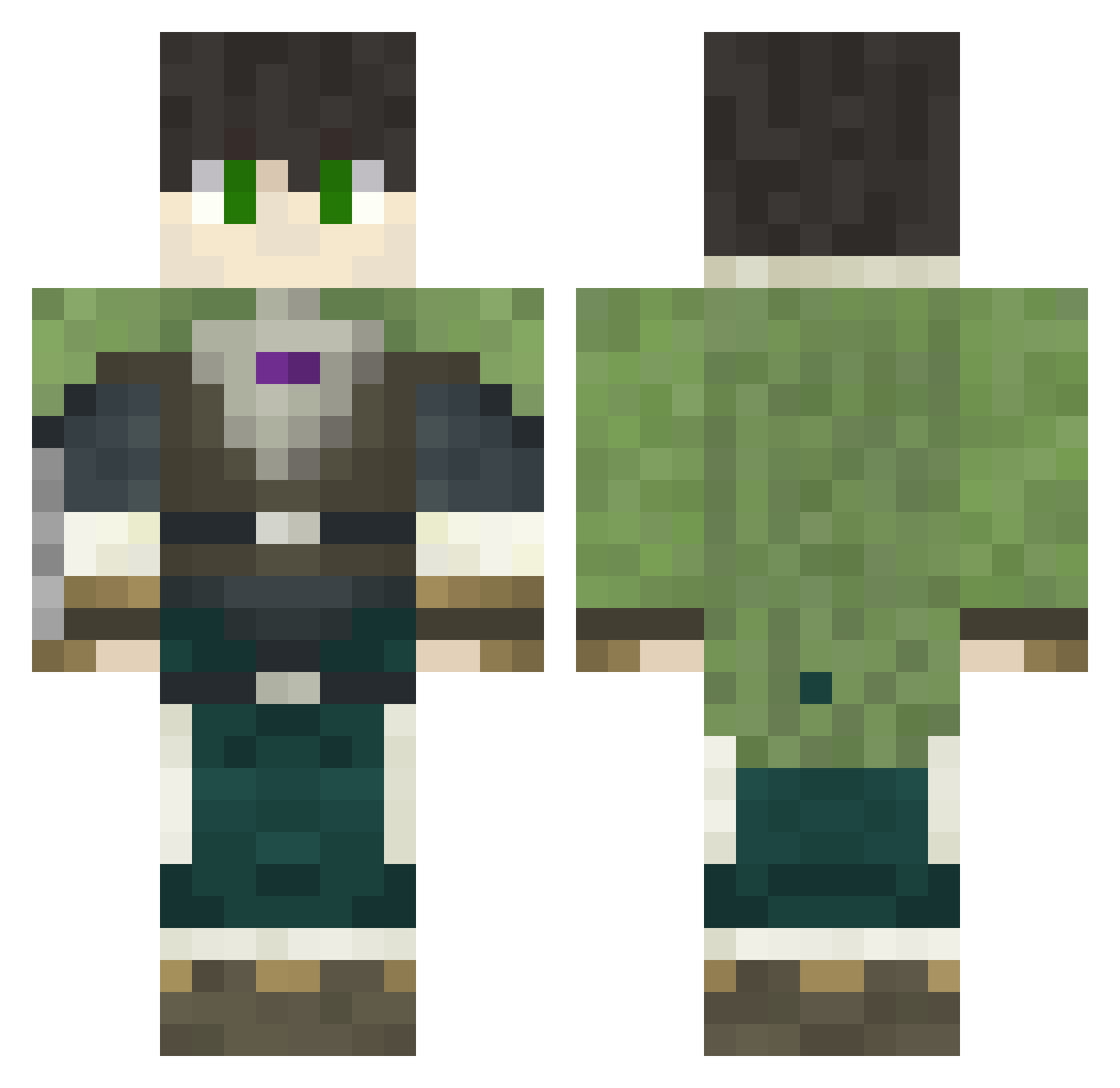 Bakialltheway Minecraft skin, front and back view