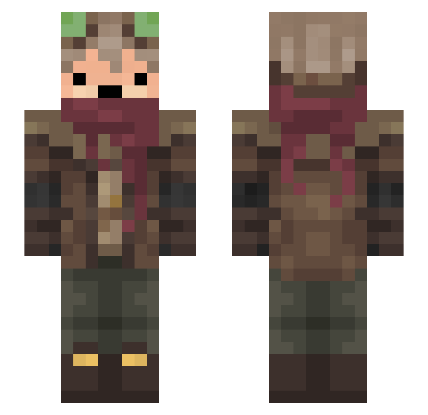 veggiebomb Minecraft skin, front and back view