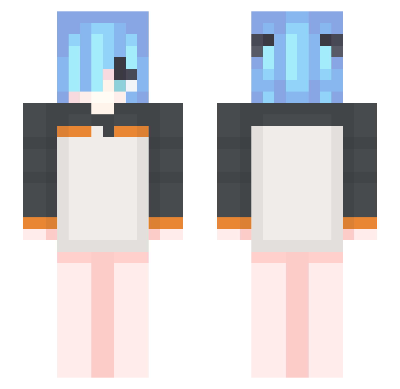 Qrca1 Minecraft skin, front and back view