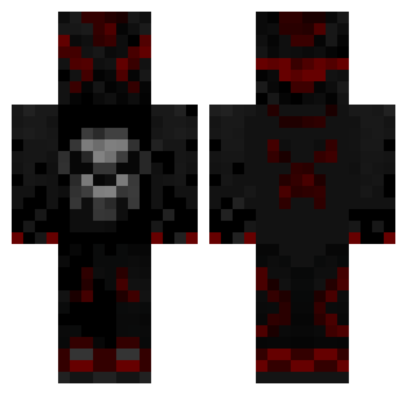 TheDeadRedSkull Minecraft skin, front and back view