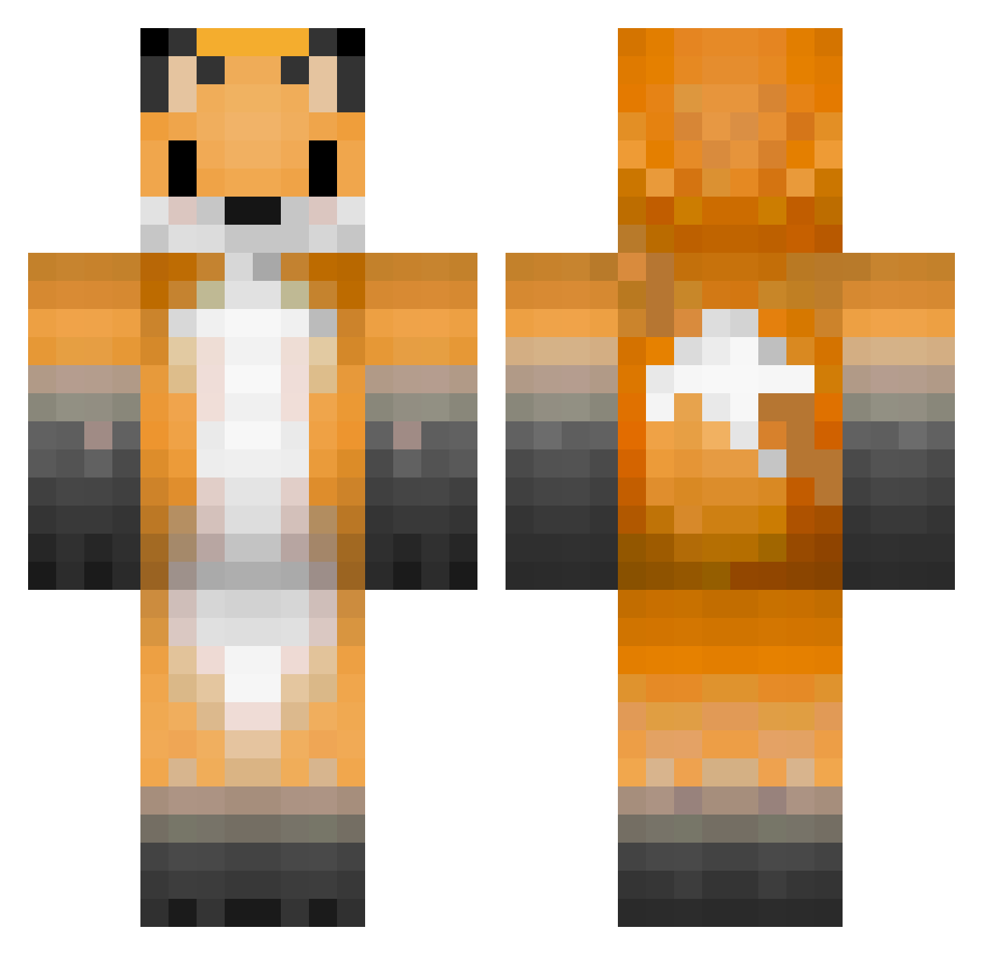 neholalia Minecraft skin, front and back view