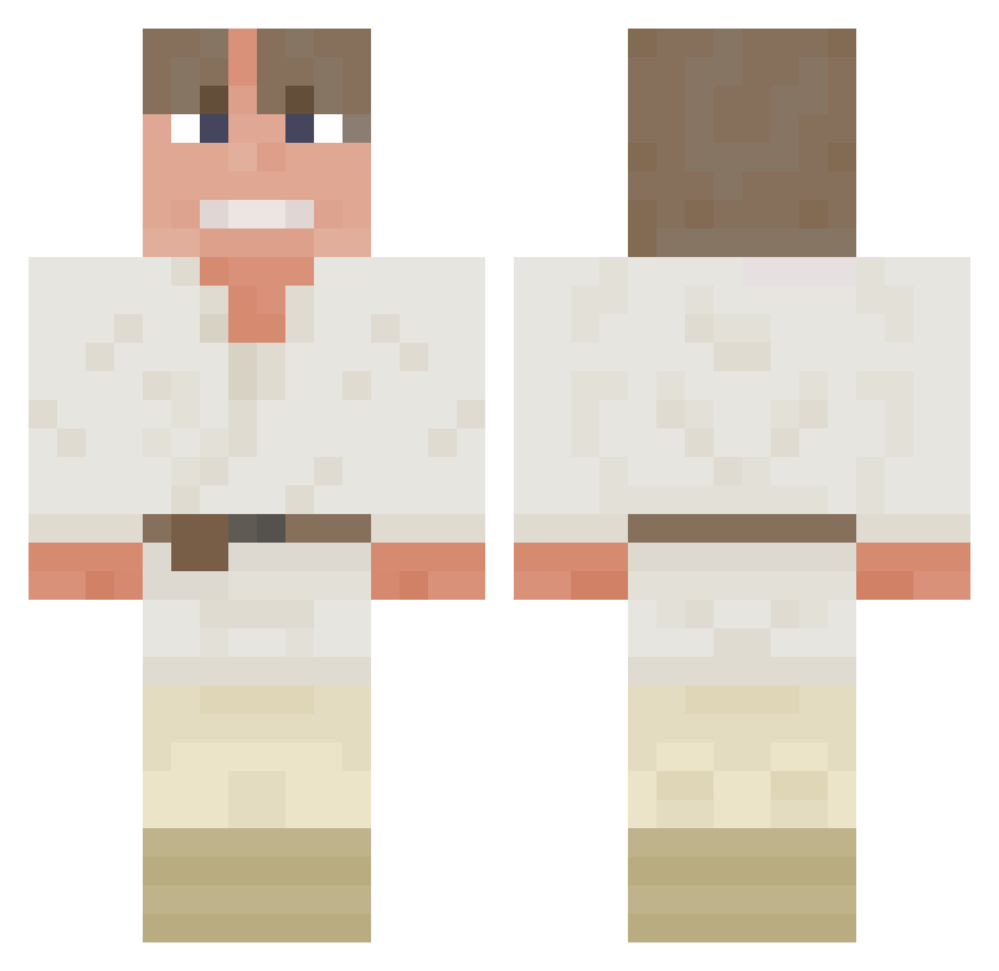 Personating Minecraft skin, front and back view