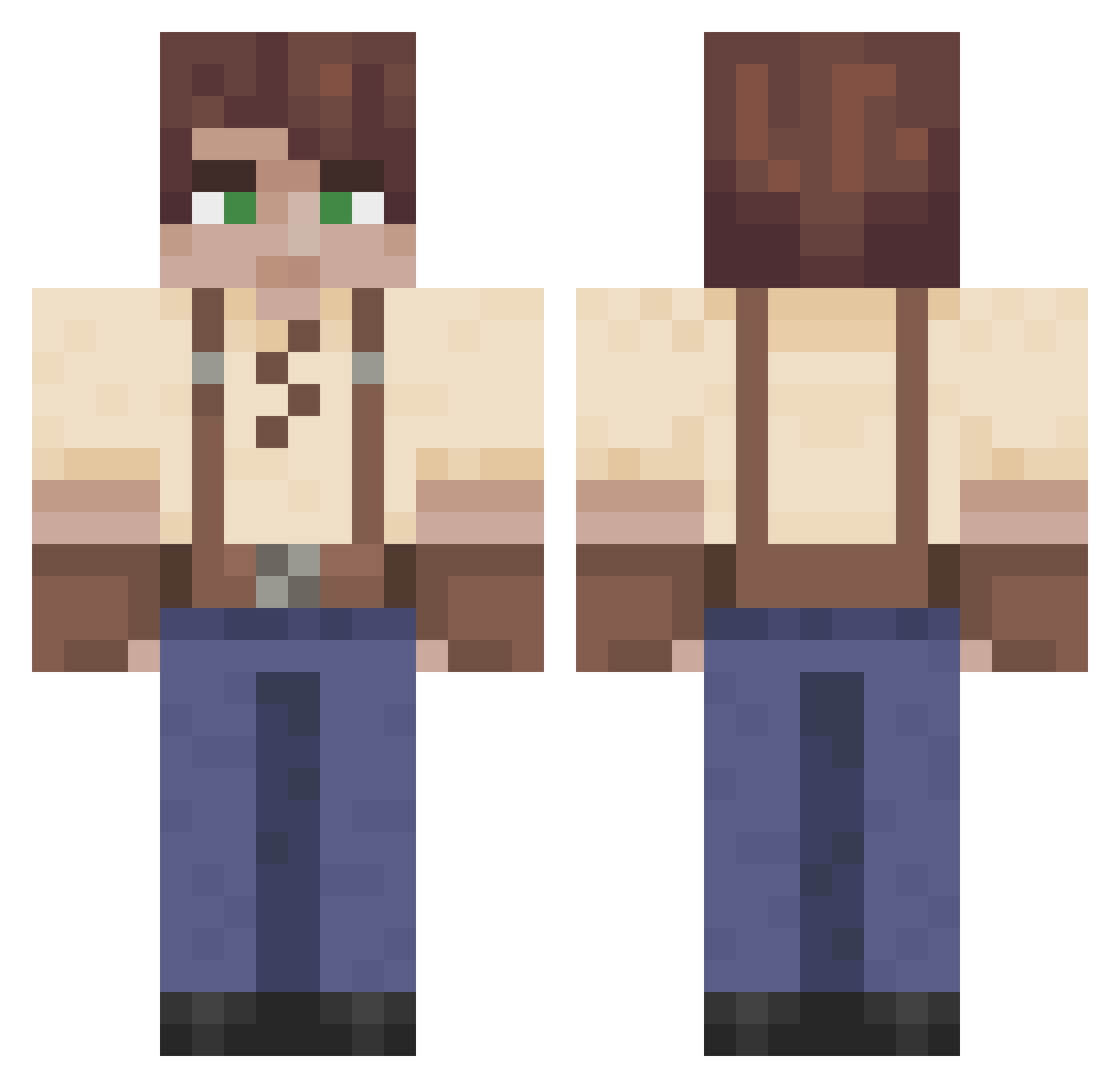 Toolsworthy Minecraft skin, front and back view