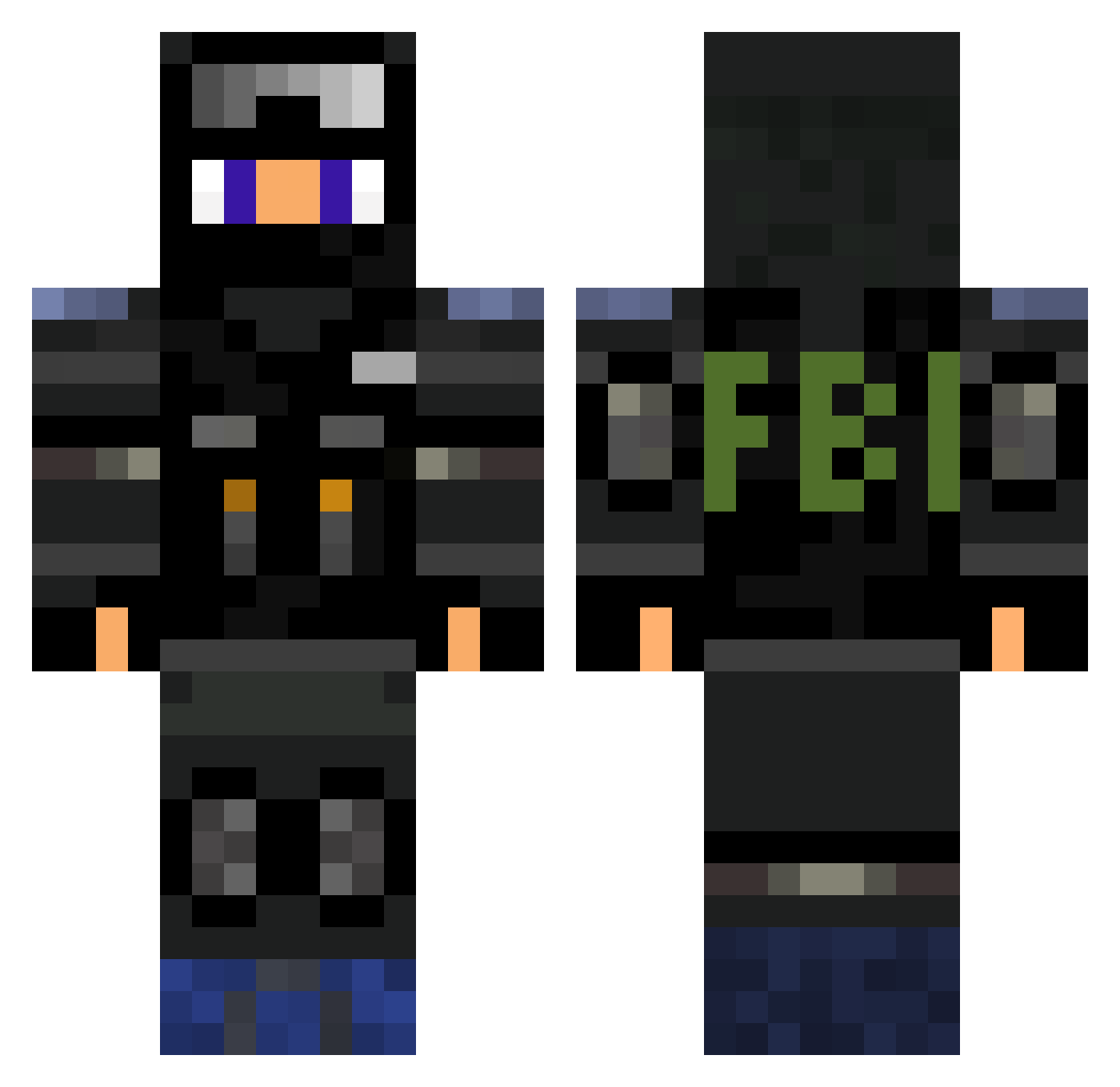 Megawatt Minecraft skin, front and back view