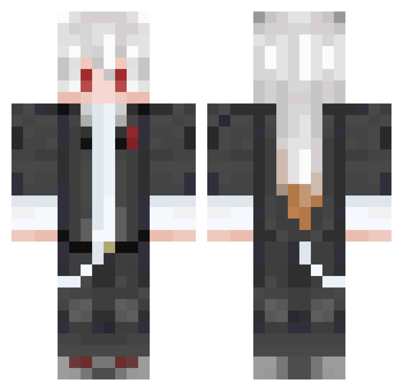 Shiragami_Zen Minecraft skin, front and back view